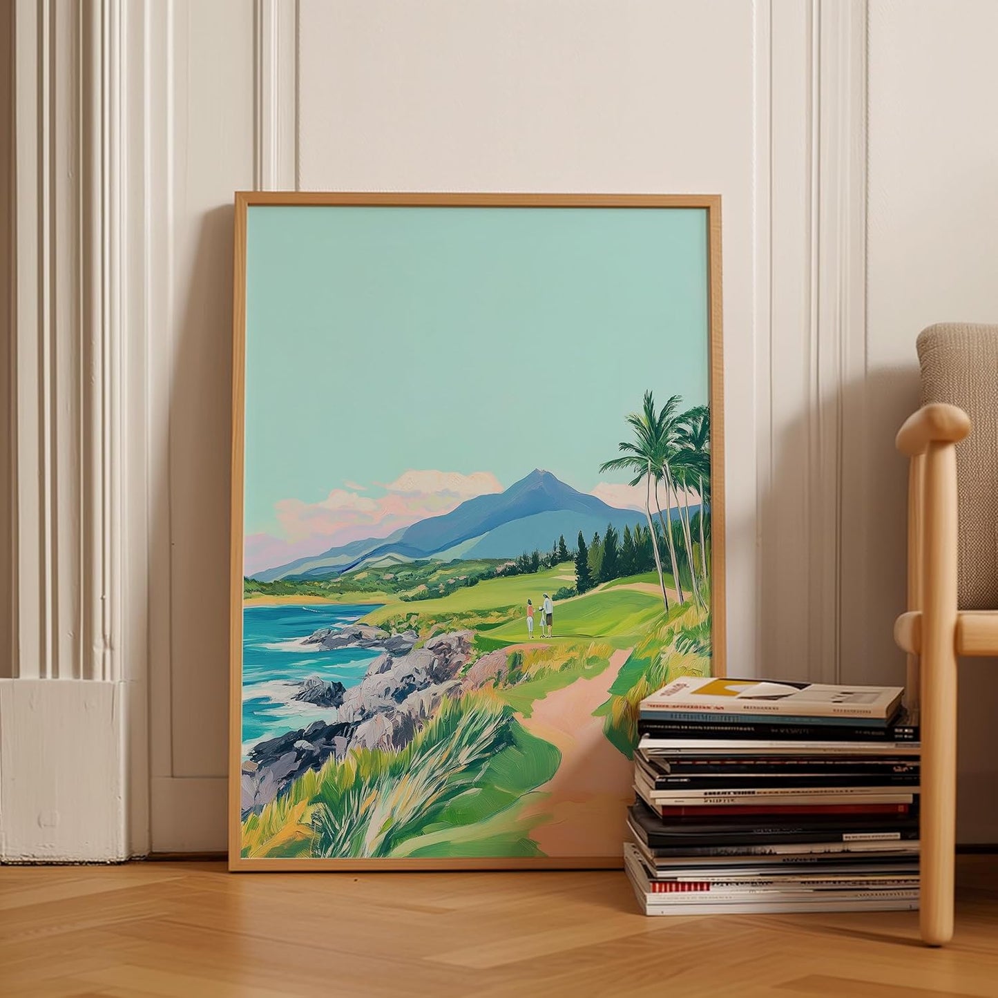 Golf Course Floral Pastel Art Print Posters - Premium Giclee Fine Art Prints - Golf Course Home Decor Posters, Golfer Art Prints for Home and Office Decor - Vintage Aesthetic, Ready to Frame