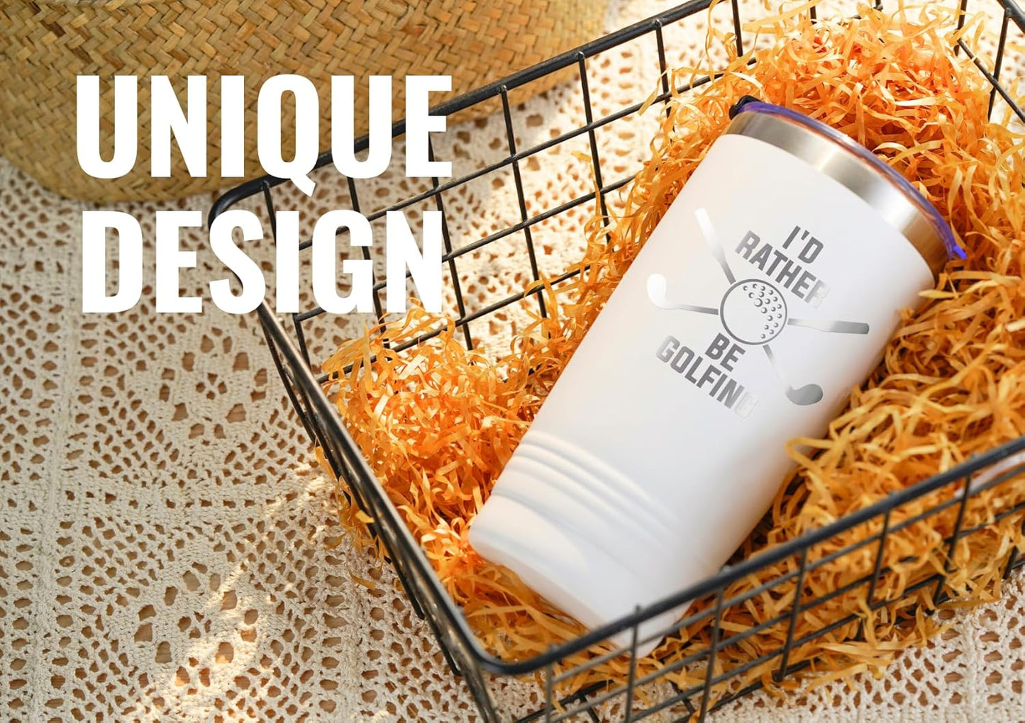 Onebttl Golf Gifts for Men - Funny 20oz Tumbler, Dad & Fathers Day Gift - White