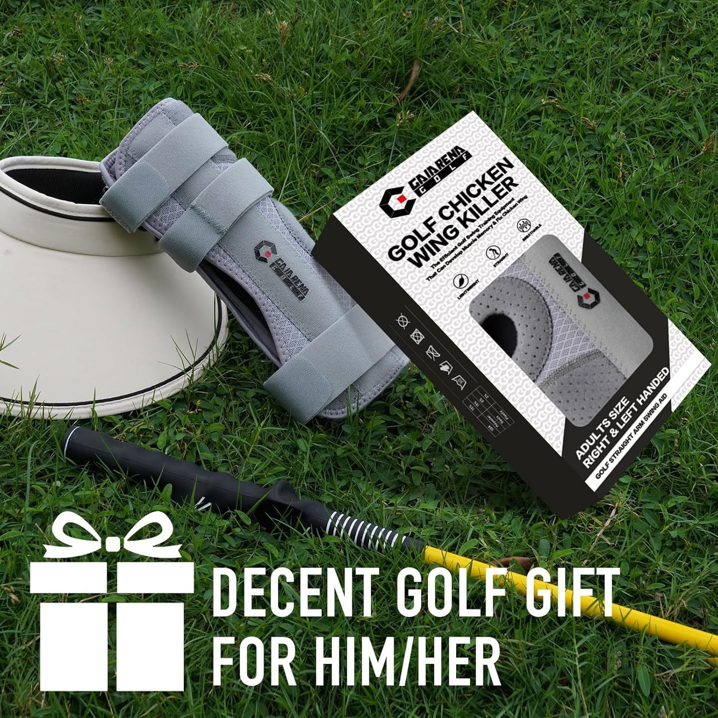 GAIARENA Golf Training Aid Straight Arm Elbow Brace Swing Trainer, Straight Away Swing Trainer Aid to Eliminate Chicken Wing Swing Golf Accessories Practice Equipment Gifts for Men Women Beginner