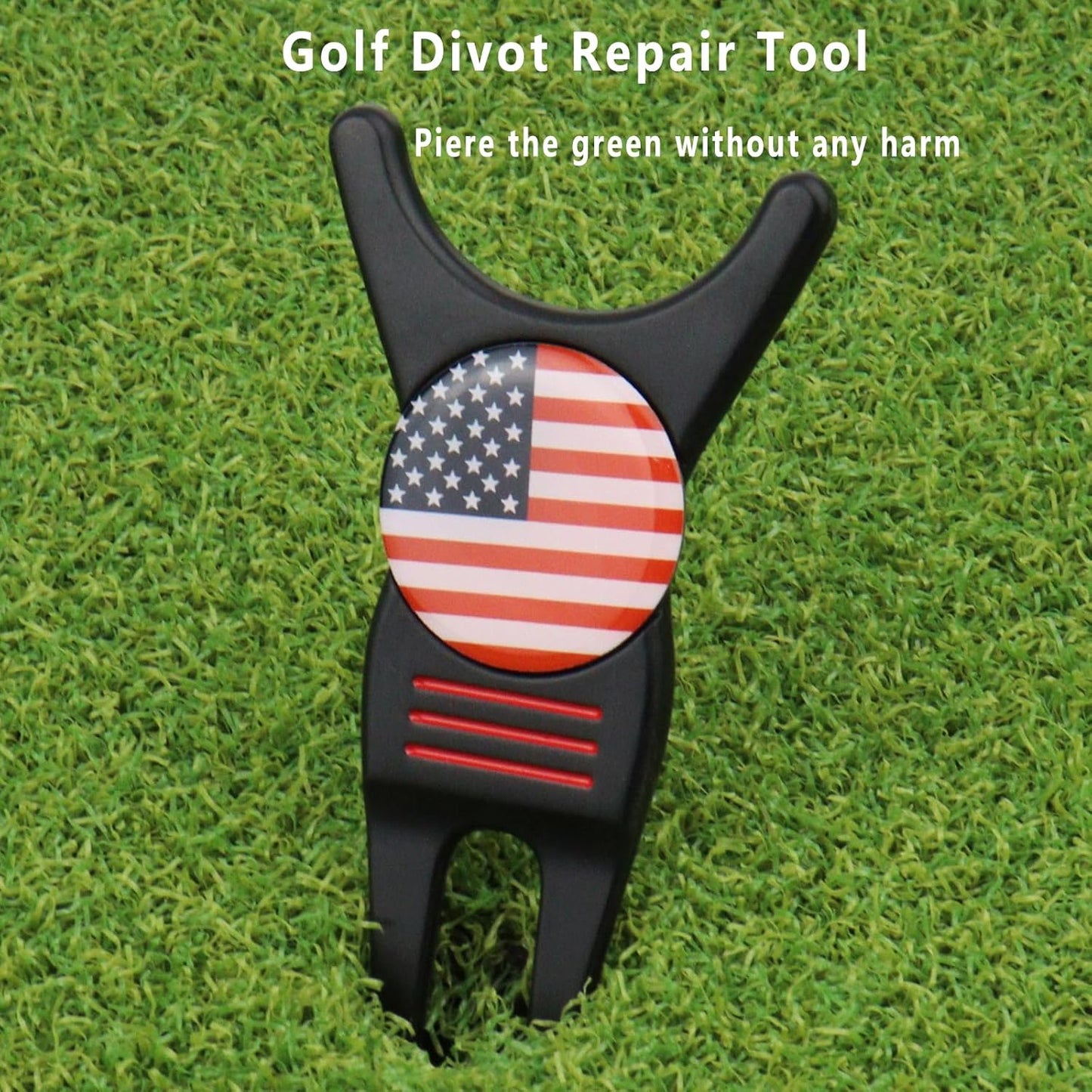 Golf Divot Repair Tool with Removable Magnetic Golf Ball Marker Alignment, Golf Divot Tool with Alignment Lines on Both Sides