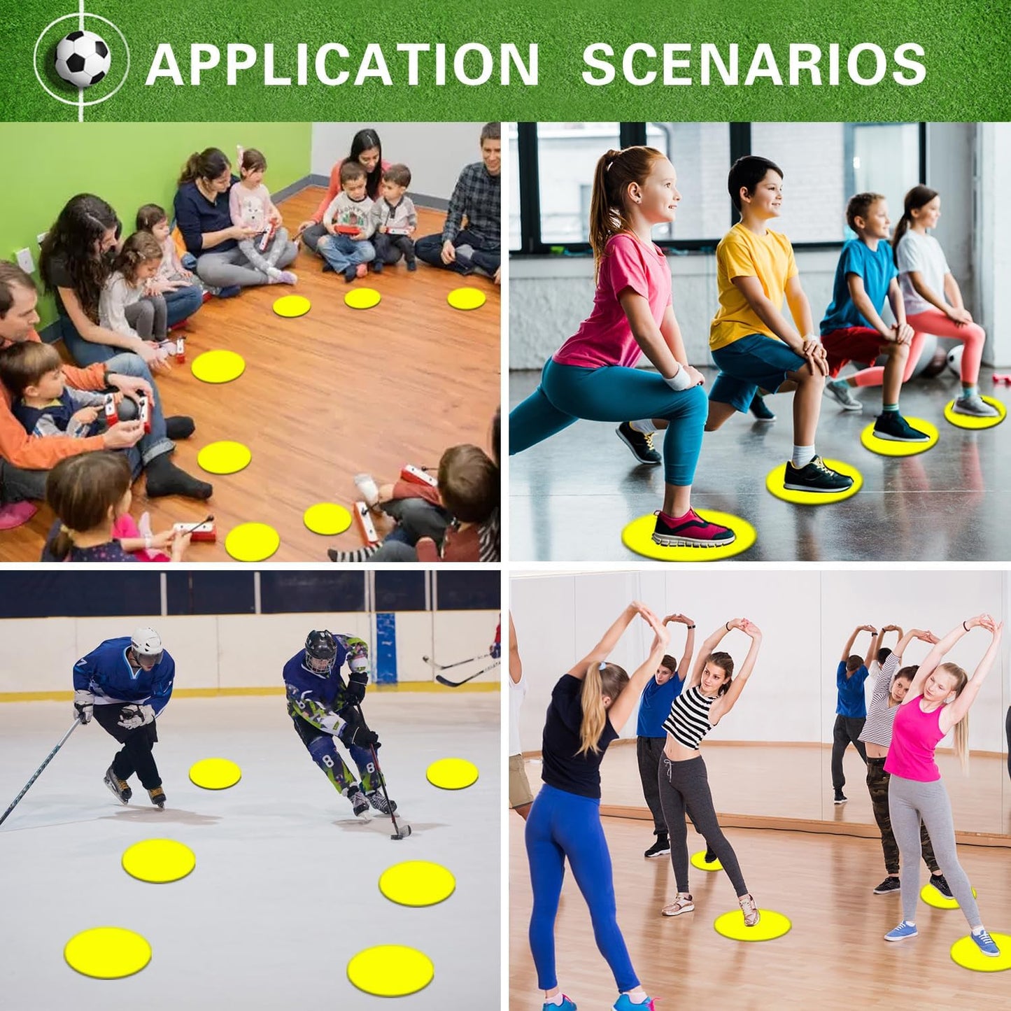 Poly Spot Markers 9 inch Non-Slip Rubber Agility Markers Flat Field Cones Floor Dots for Football, Soccer, Basketball Training Markers, School Activities, Exercise Drills, Social Distancing