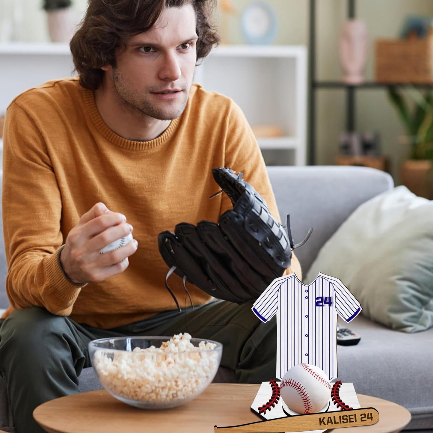 Personalised Baseball Ball Holder Custom Name Number Baseball Jersey Sign Display Case Home Run Baseball Ball Desk Tidy Home Decor Gift for Boy Men Dad Grandpa (Baseball Jersey Baseball Holder)