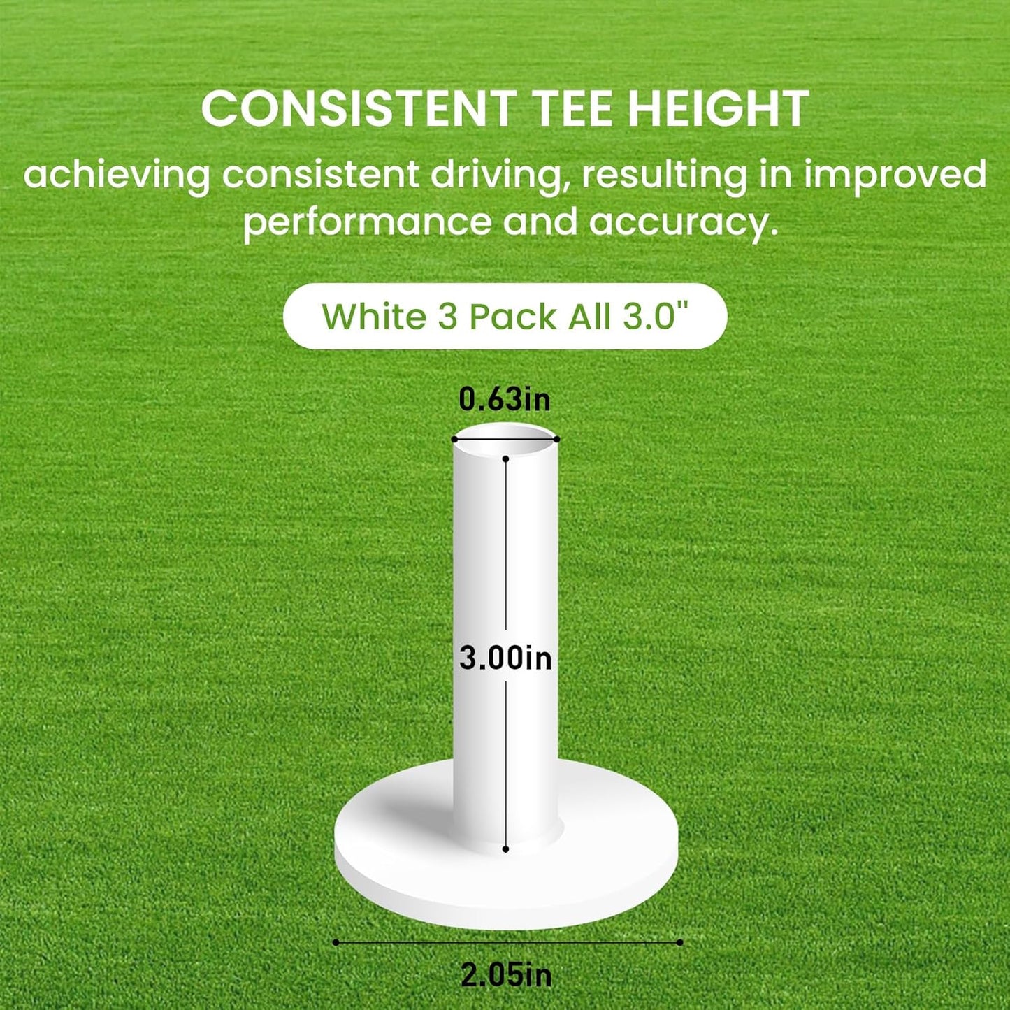 FINGER TEN Golf Rubber Tees Driving Range Value 3/4 Pack, Mixed or Same Size 1.5’’ 2.25’’ 2.75’’ 3’’ for Durable Practice Mat Holds Ball Well