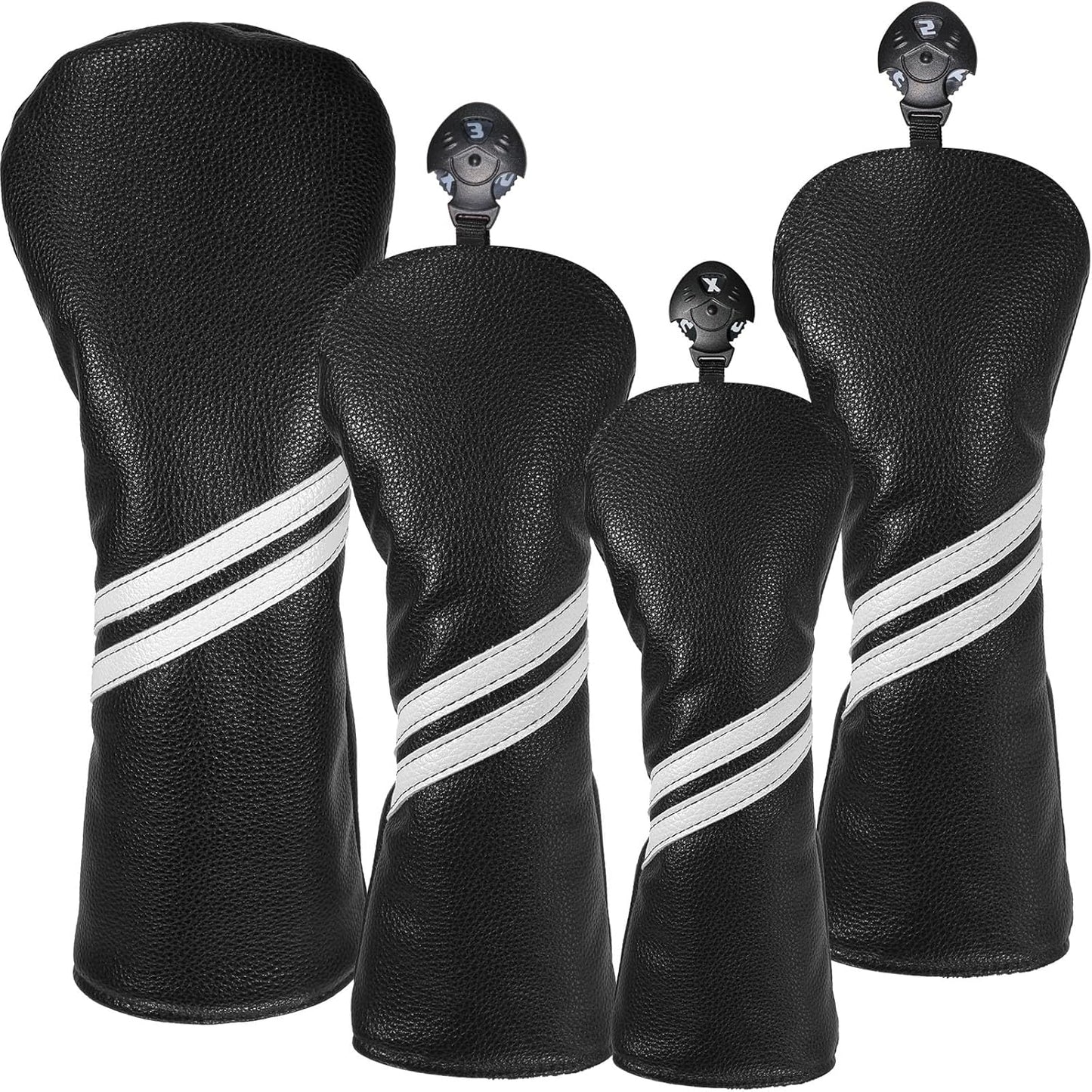 Golf Club Head Covers - 4pcs or 1pc Golf Accessories Club Covers Set for Woods and Driver Fairway Hybrids with Interchangeable Tags