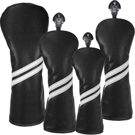 Golf Club Head Covers - 4pcs or 1pc Golf Accessories Club Covers Set for Woods and Driver Fairway Hybrids with Interchangeable Tags