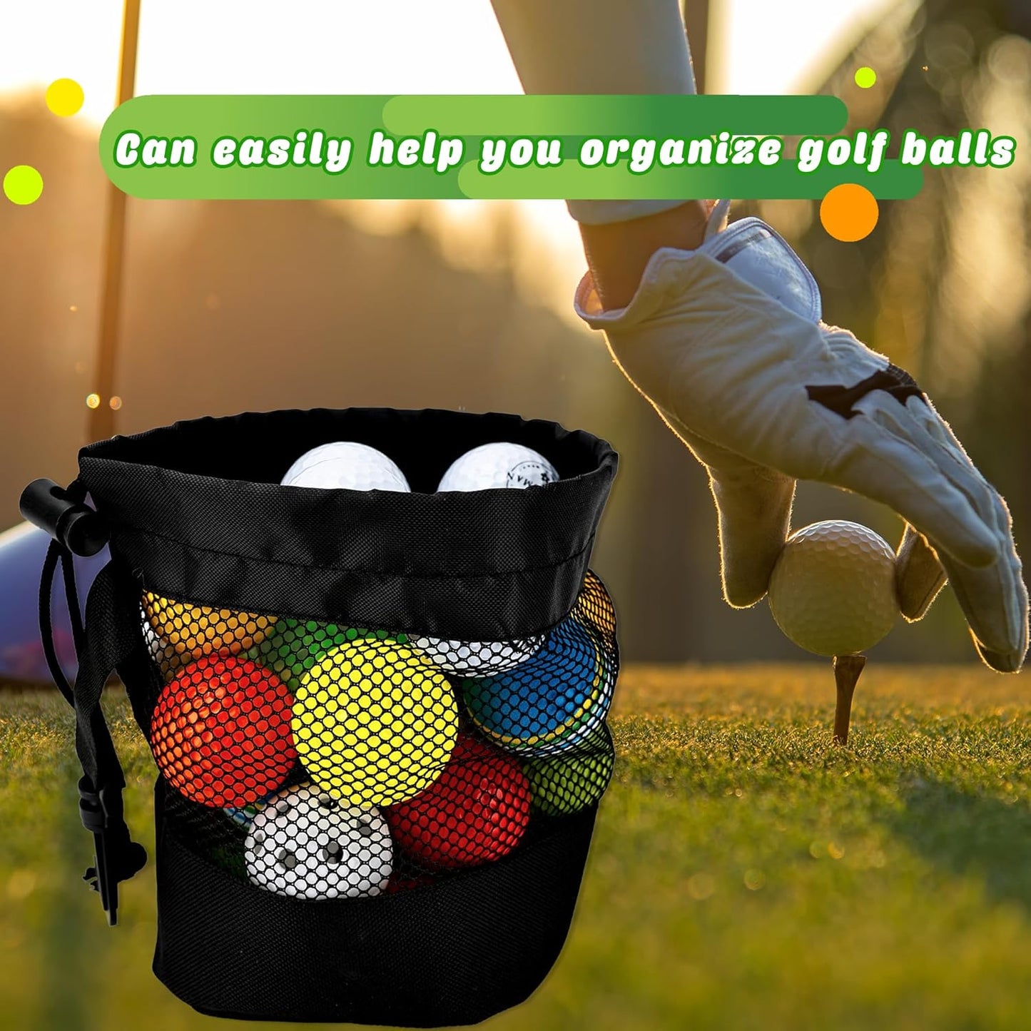 6 Pcs Golf Ball Storage Bag Nylon Mesh Golf Pouch Bags Organizer Drawstring Bags for Balls Outdoor Carrying