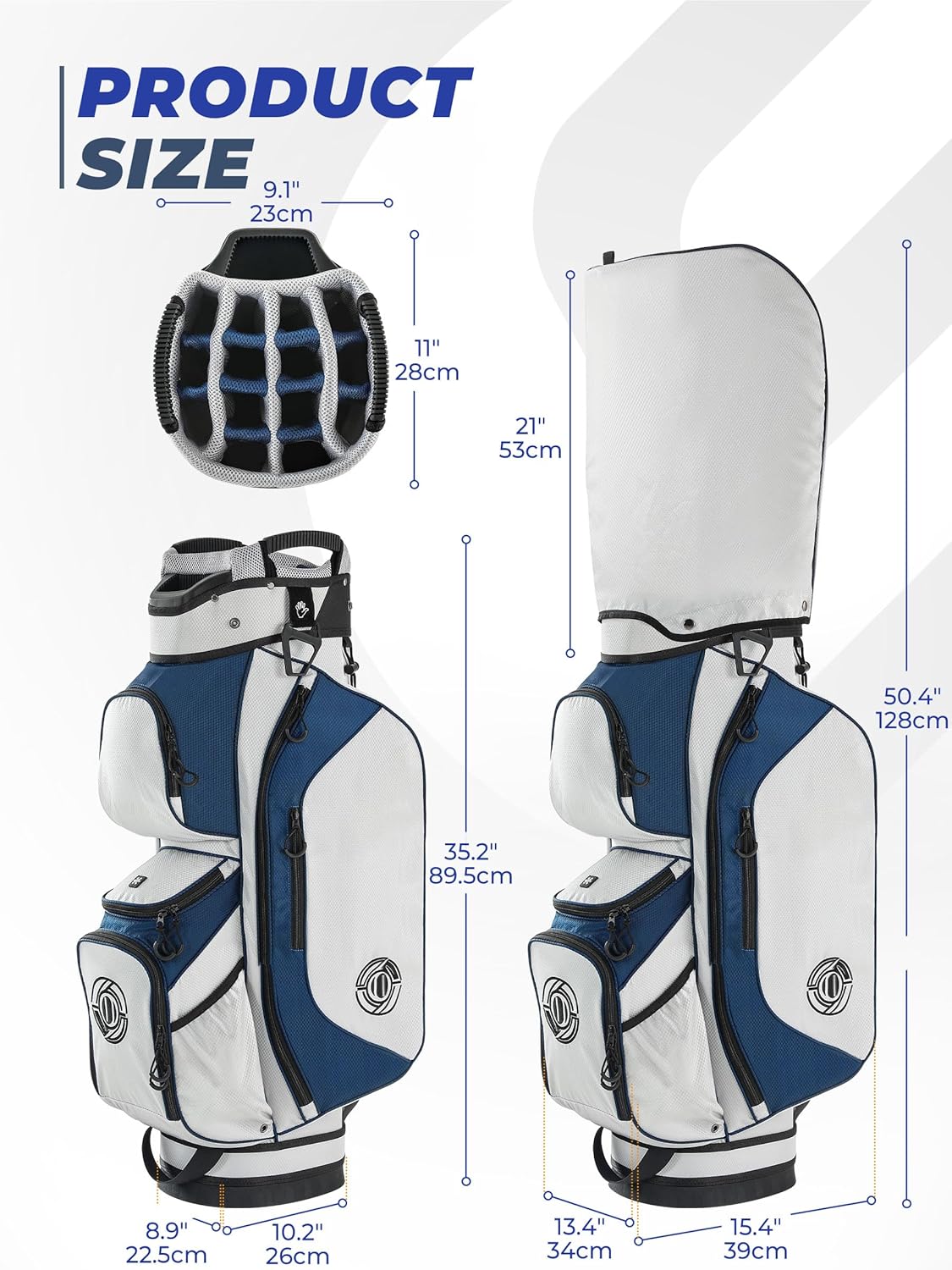 Golf Cart Bag, 15 Way Top Lightweight Golf Bag, Golf Club Cart Bags for Men Women with Full-Length Dividers, Dedicated Putter Well, Rain Cover Black and Red