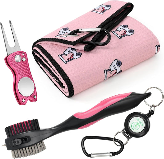 Mile High Life Printed Golf Towel(16"x24"), Brush Tool Kit, Divot Repair Tool, Microfiber Towel，Brush with 2FT Retractable Cord, Repair Tool w Magnetic Golf Ball Marker