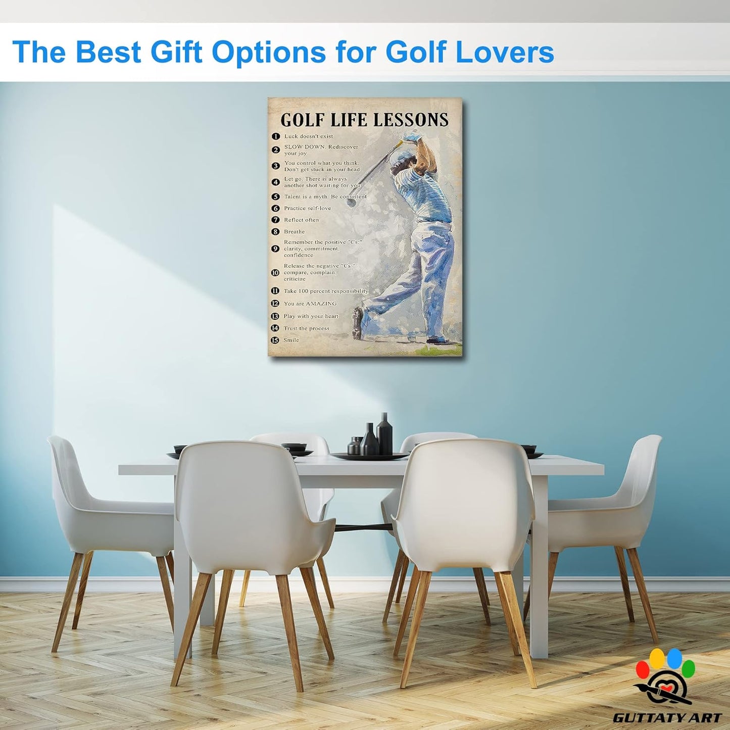 GUTTATY Golf Wall Art, Vintage Golf Pictures Posters Canvas Print Wall Decor for Golfer's Man Cave Home Ofice Ready to Hang (18x24 Inches)