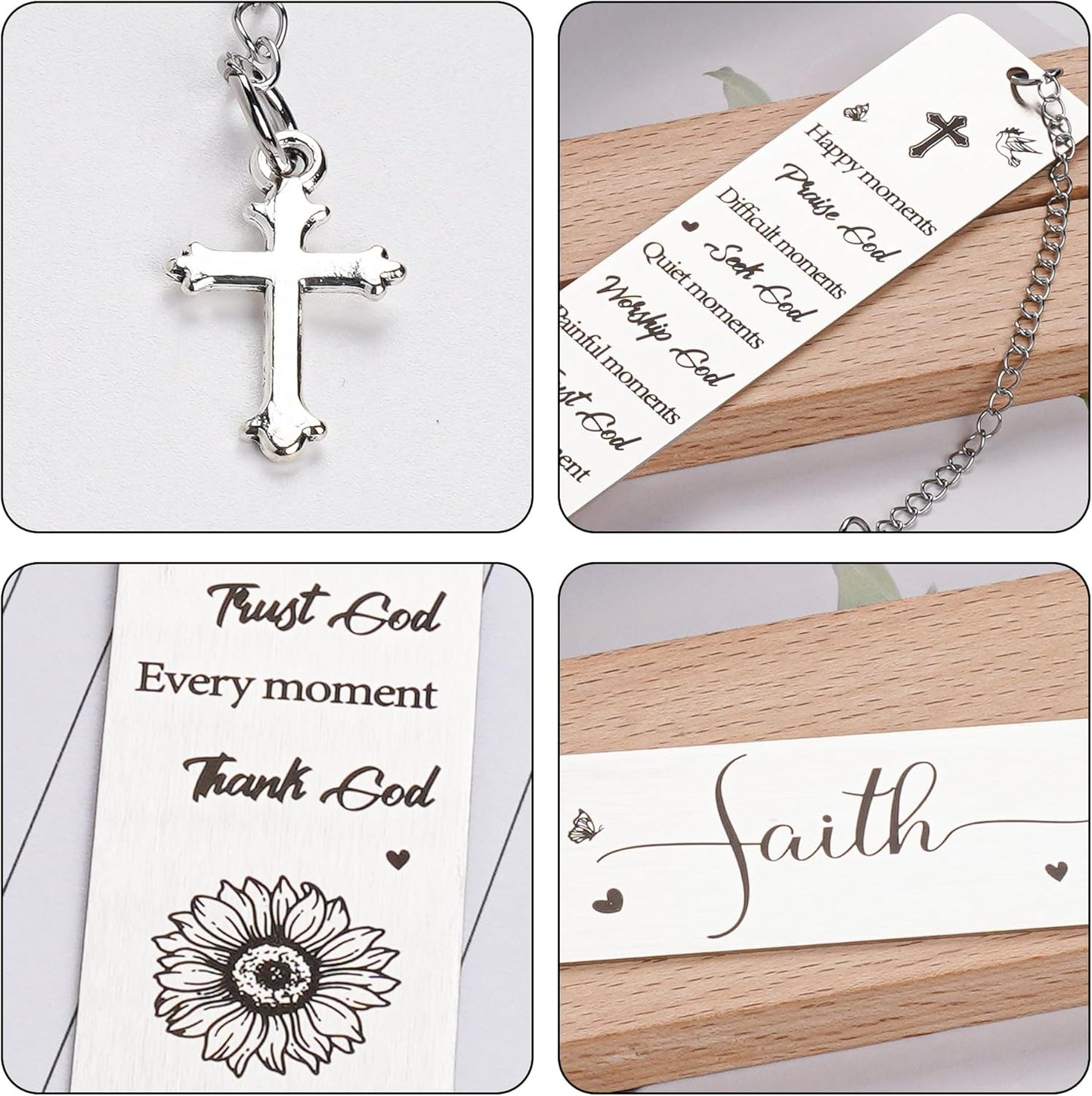 Sunflower Christian Bookmark Gifts for Women - Metal Bible Book Marks with Every Moment Thank God Prayer Quote, Catholic Faith Gift for Baptism First Communion Birthday Christmas
