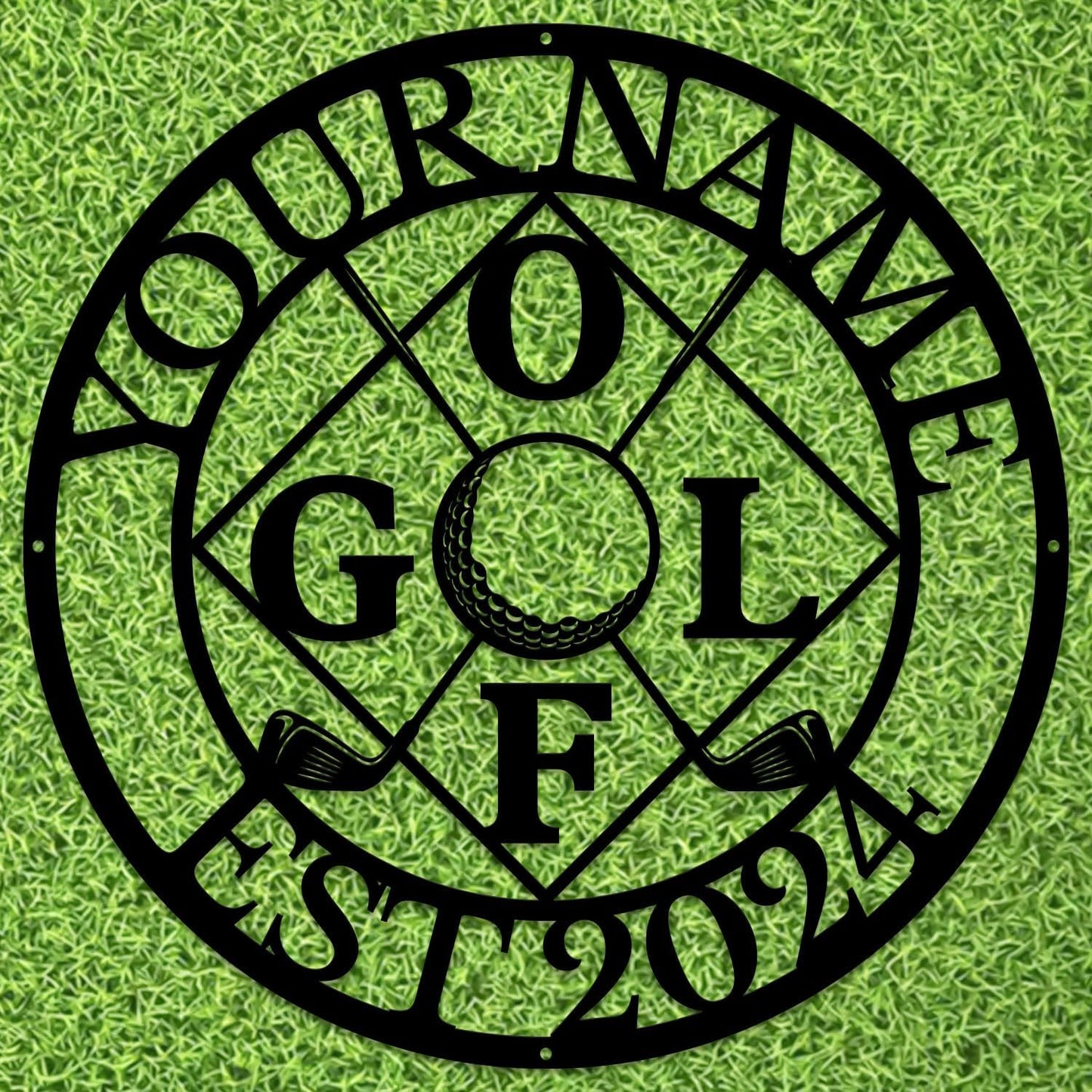 Golf Art Metal Signs,Custom Golf Metal Name Signs,Personalized Golf Signs,Black Golf Metal Wall Art Signs,Golfball Home Outdoor Metal Signs (Style K)