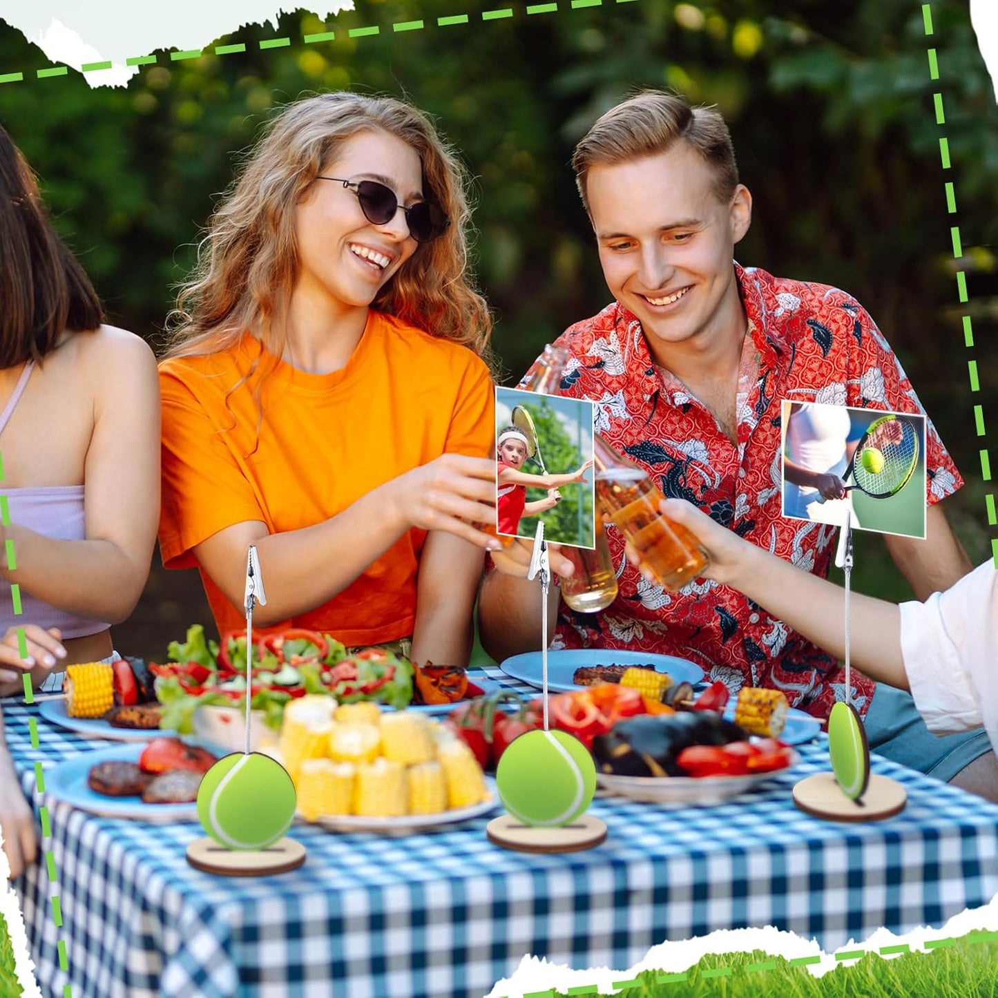 20 Pcs Base Memo Clip Holder Table Number Card Place Holders Stand Note Paper Clip Centerpieces for Table Party Favors Photo Stand Events Decoration (Tennis)