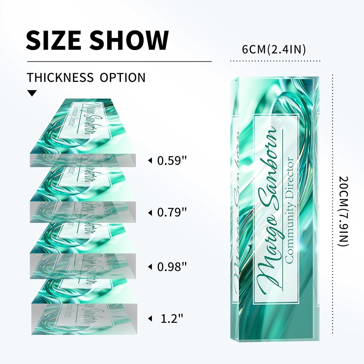 Personalized Name Plate for Desk Custom Acrylic Desk Name Plate Custom Employee Appreciation Gifts Office Gifts for Women, Men, Boss, Coworkers, Teacher, Nurse (Green Glaze)