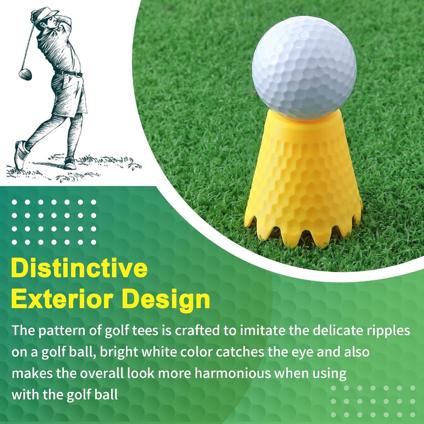 8 Pack ‌Simulator Golf Tees, TPU Unbreakable Material, Height from 1/4" to 2", Suitable for Indoor, Outdoor, Winter, Golf Mats, Turf and Driving Range