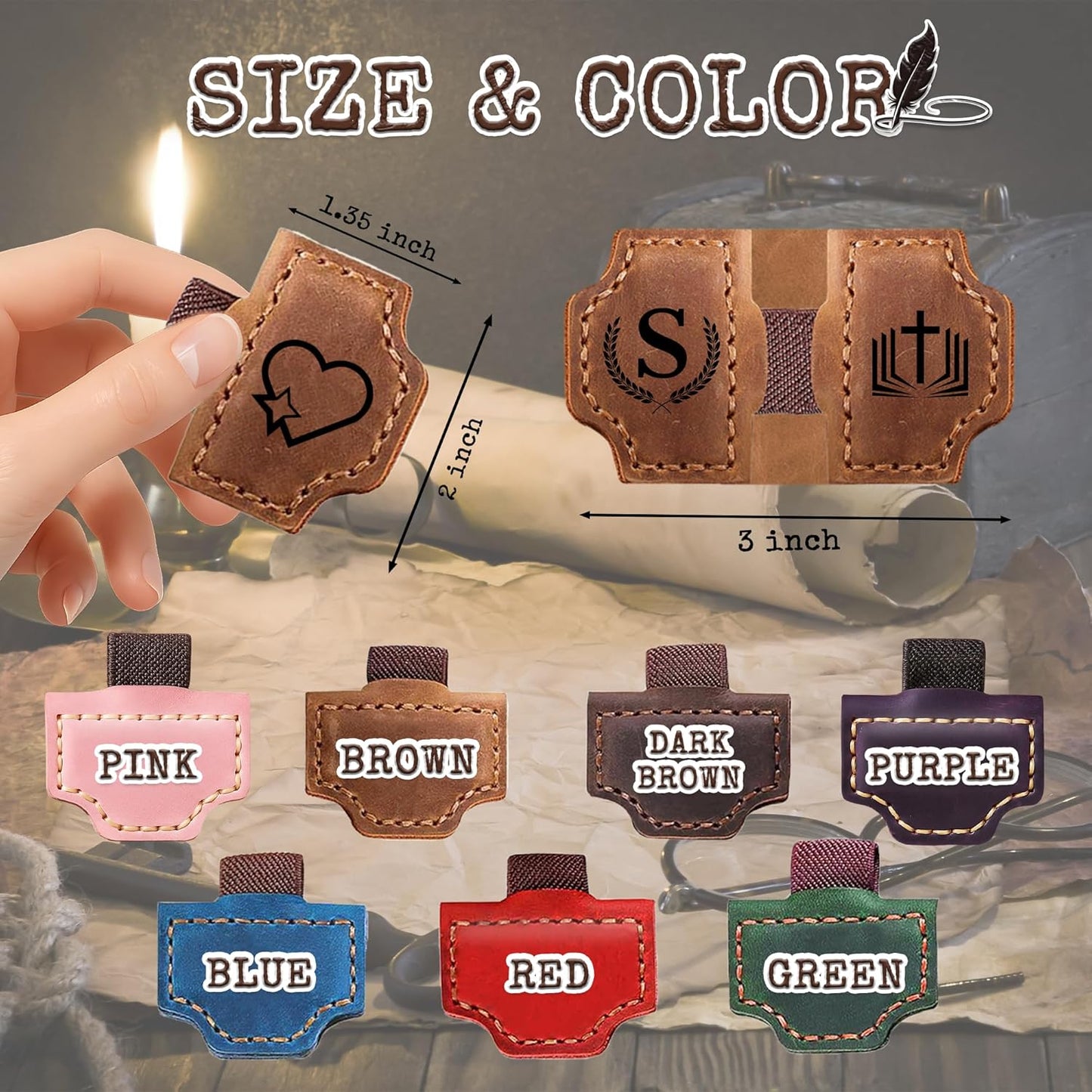 Personalized Magnetic Leather Bookmarks with Pen Holder Custom Vintage Book Accessory with Name Logo Text Icon Christmas Gifts for Readers Men Women Kids Lovers