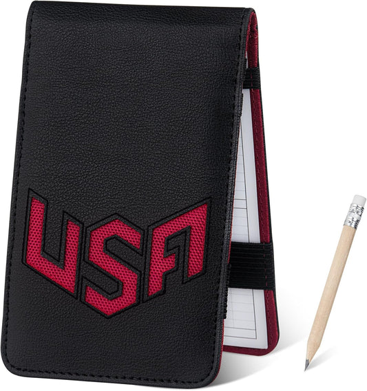 Golf Scorecard Holder & Yardage Book Cover, Golf Accessories Black Premium Leather Yardage Book Holders Cover