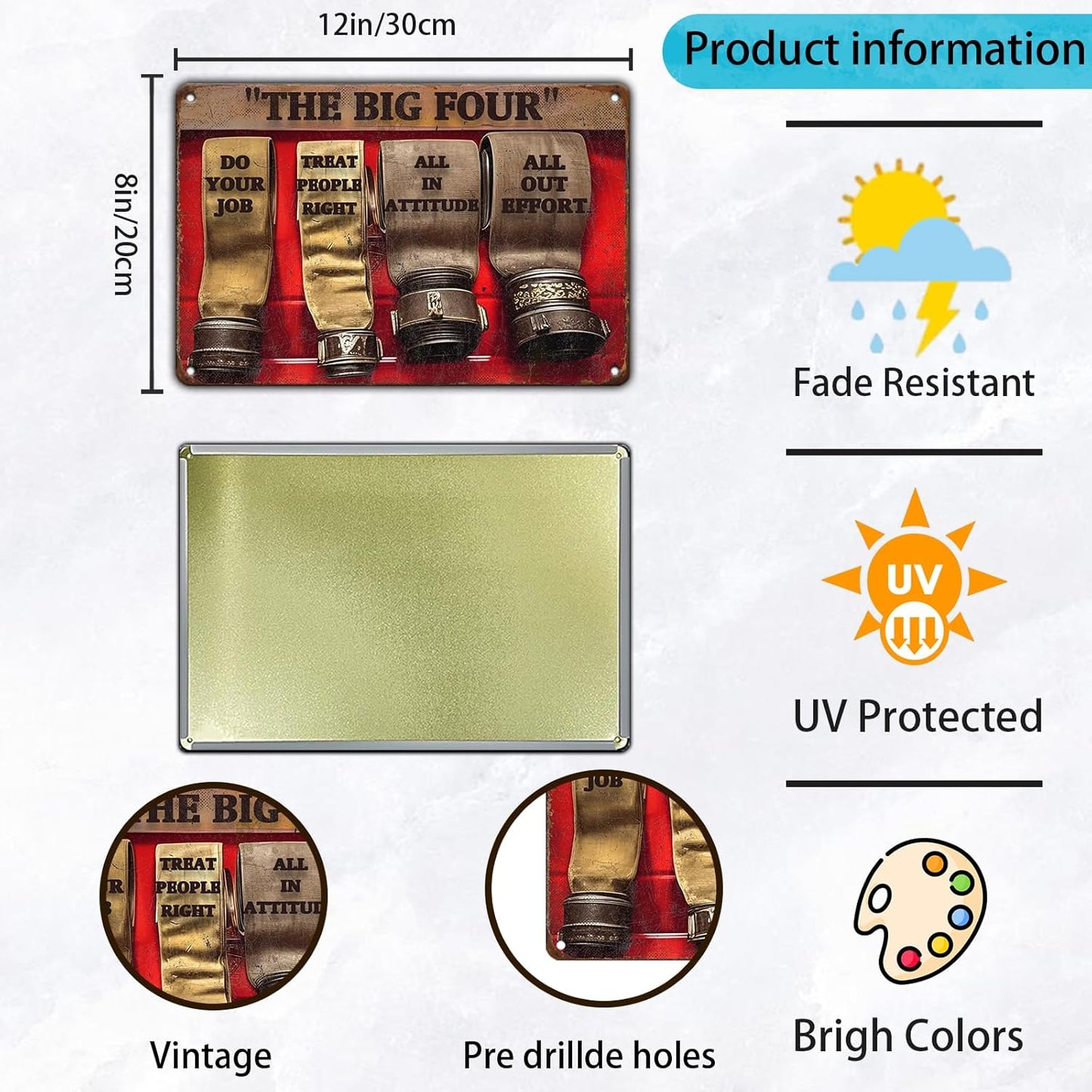 The Big Four Firefighter Do Your Job Firefighter Metal Tin Sign 8x12 Inch Retro Firefighter Metal Poster Plaque Fun Firefighter Tin Sign Home Kitchen Garden Bar Coffee Man Cave Wall Decor