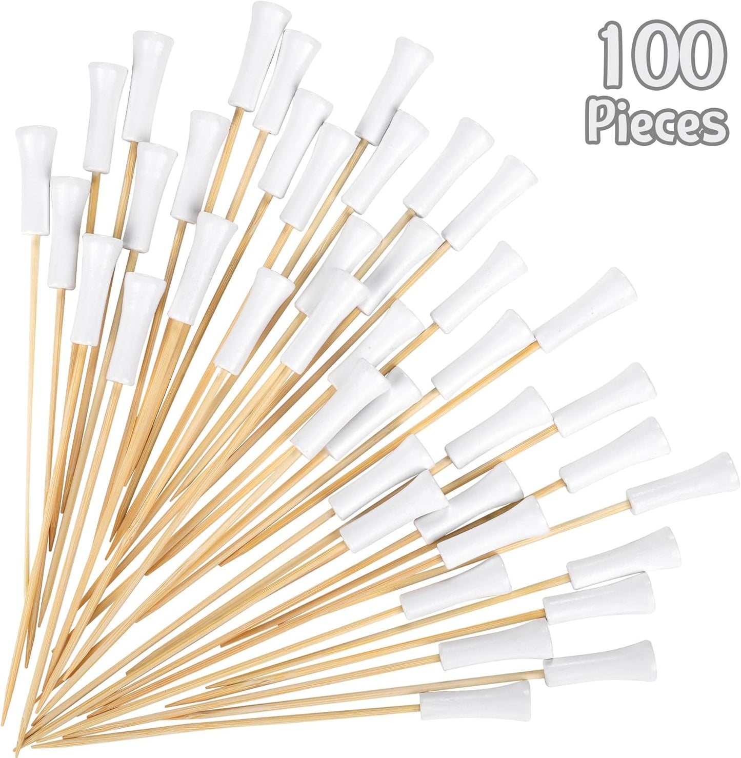 Aodaer 100 Pieces Golf Bamboo Cocktail Picks 4.7 Inch Decorative Sports Ball End Cocktail Skewers Wooden Decorative Fruit Toothpicks Fruits Sandwich Buffets Party Supplies