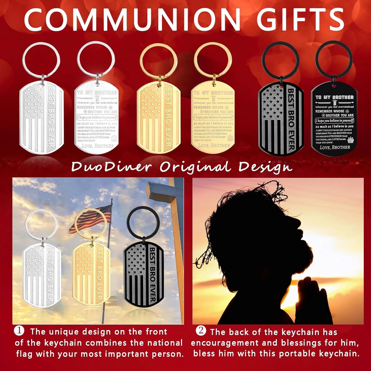Football/Baseball/Soccer/Basketball Keychain for Men First Communion Baptism Confirmation Mens Gifts