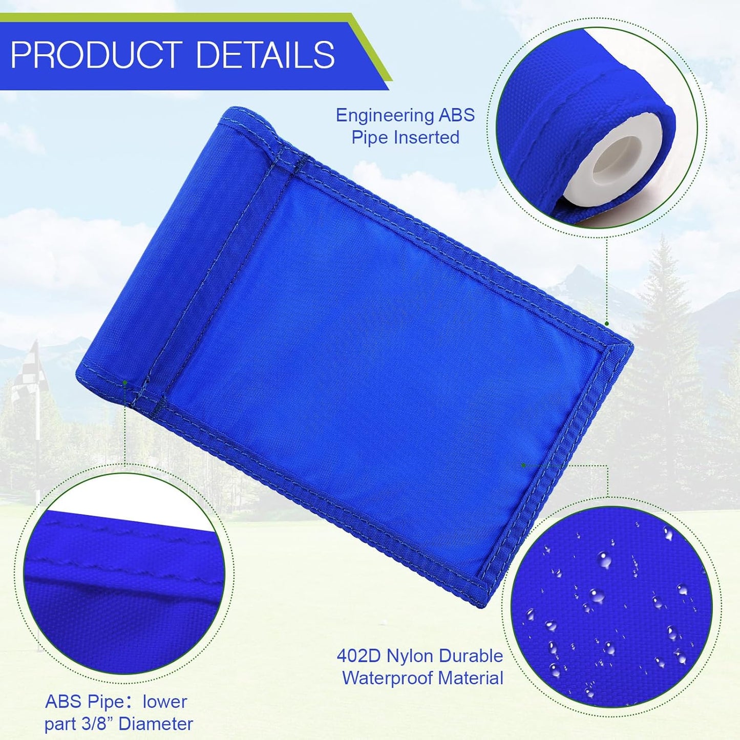 Oudain 6 Pcs Golf Target Flag with Tube Inserted Waterproof Putting Golf Flags 420D Nylon Mini Pin for Yard Indoor Outdoor Backyard Garden Portable, 8 x 6 Inch