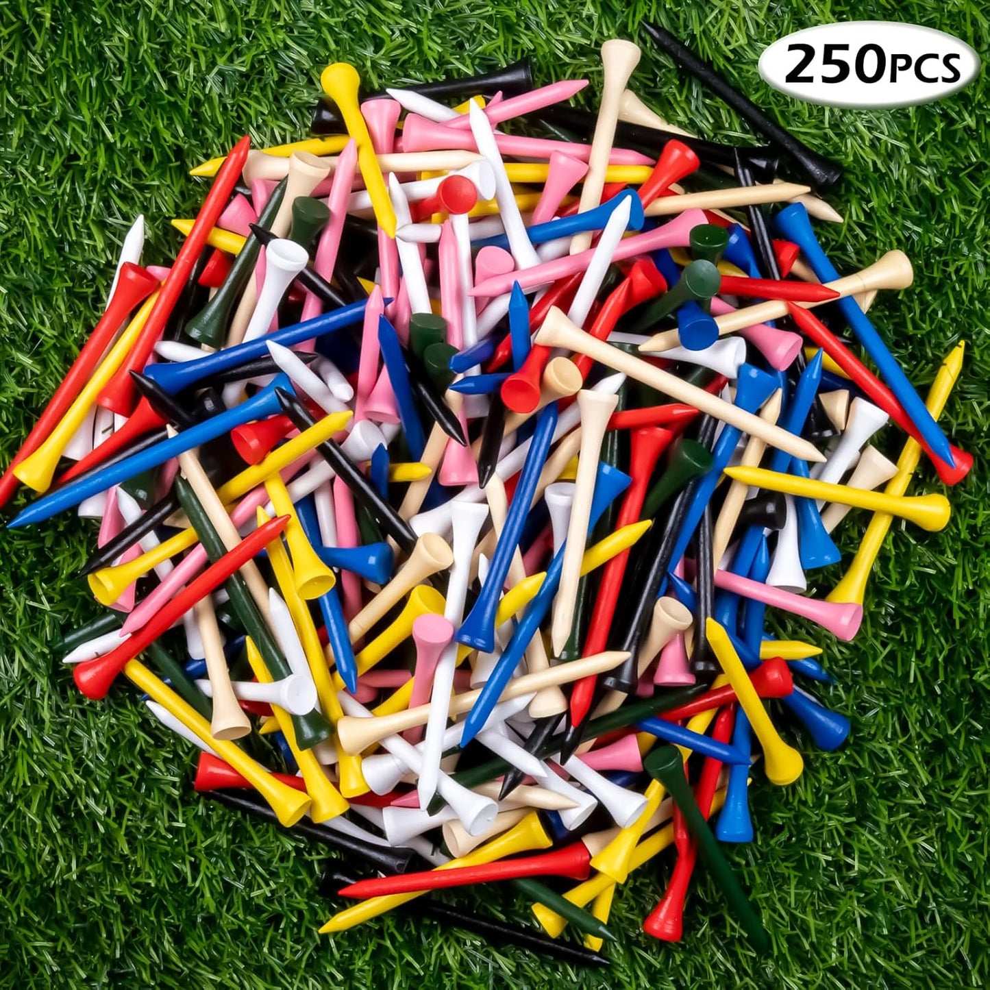 THIODOON Golf Tees Professional Natural Wood Golf Tees Pack of 100, Golfing Tees Multiple Colors Size 3-1/4 inch, 2-3/4 inch or 2-1/8 inch, Tall Golf Tees Bulk Reduce Side Spin and Friction