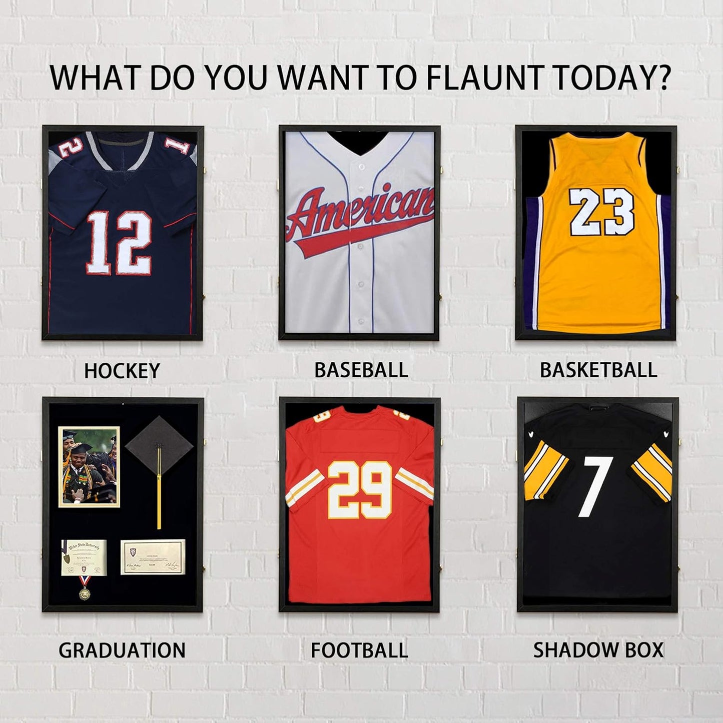 IHEIPYE Jersey Frame Display Case 2 Pack - Large Sport Jersey Shadow Box with 98% UV Protection Acrylic for Baseball, Basketball, Football, Soccer, Hockey, Shirt and Uniform