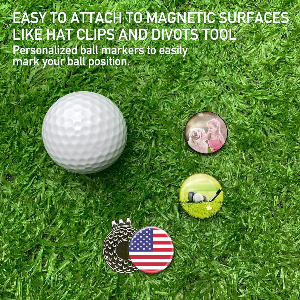 Custom Golf Ball Markers & Golf Divot Tool Gift Set, Personalized Magnetic Ball Marker Hat Clips, Golf Divot Repair Tool, Premium Golf Gifts for Golfers