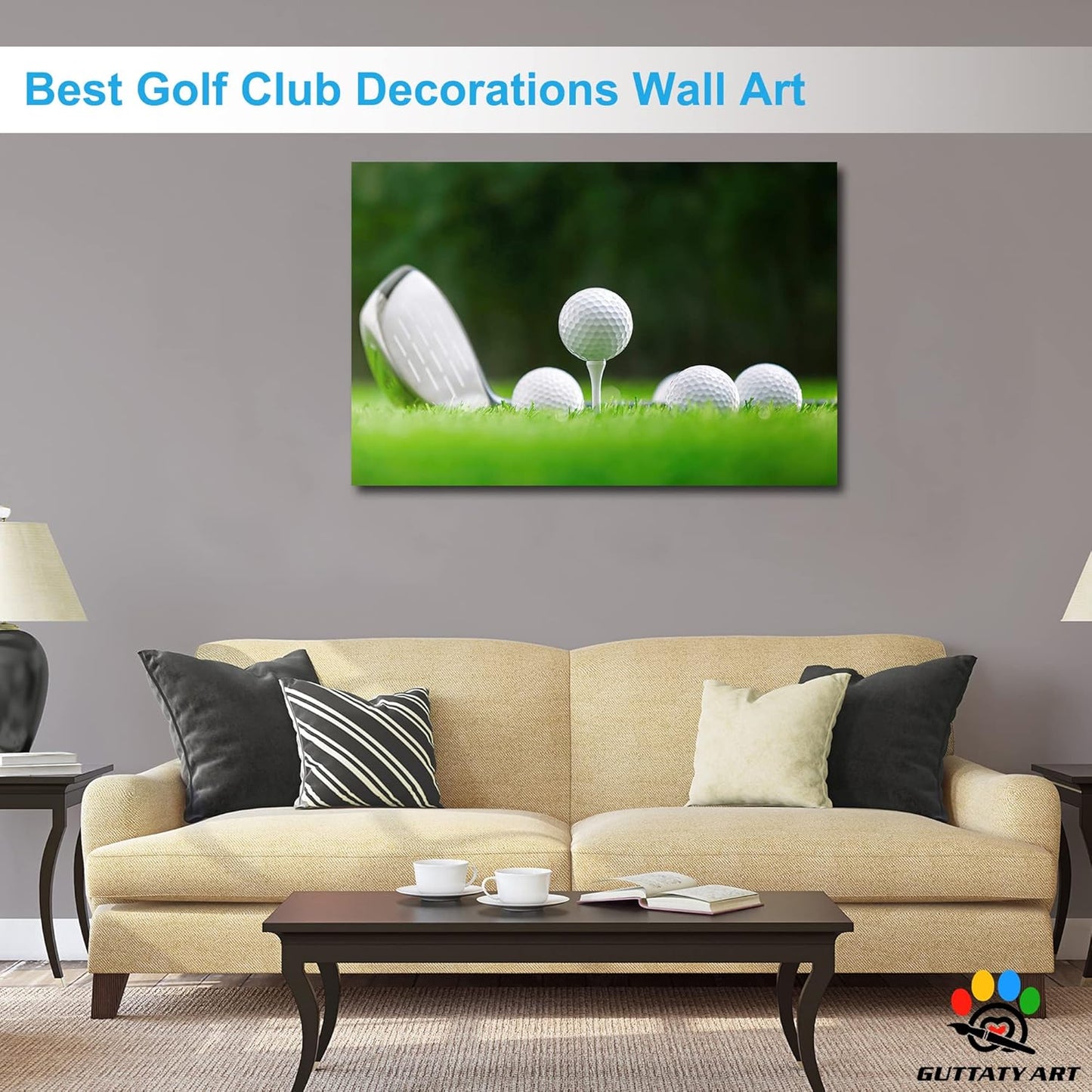 GUTTATY Golf Wall Art, Golf Pictures Posters Canvas Print Wall Decor for Golfer's Man Cave Home Ofice Ready to Hang (32x48 Inches)
