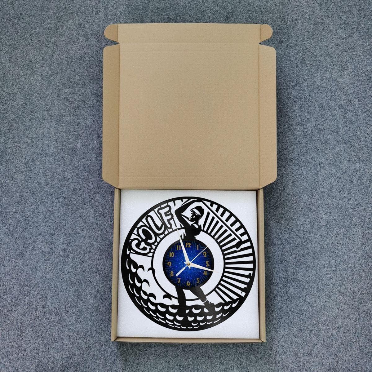 Golf Club 3 12 Inch Vinyl Record Wall Clock - Silent, Creative, and Unique Clock for Living Room, Entryway, or Bedroom Decor Idea(12 inchs B with LED)