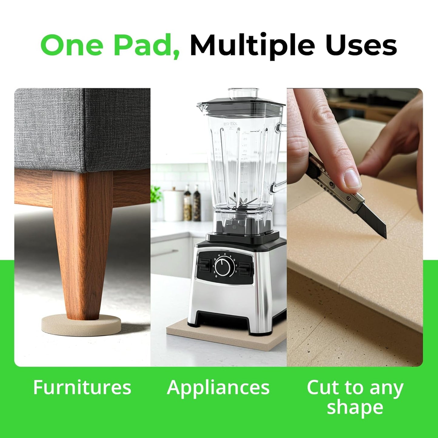 XCEL Equipment Pads, Anti Vibration Non Slip Furniture Pads Customizable Acoustic Foam Rubber Pads Versatile Adhesive and Non-Adhesive (12" x 12" x 1/4" (4 Pack), Cream- Adhesive One Side)