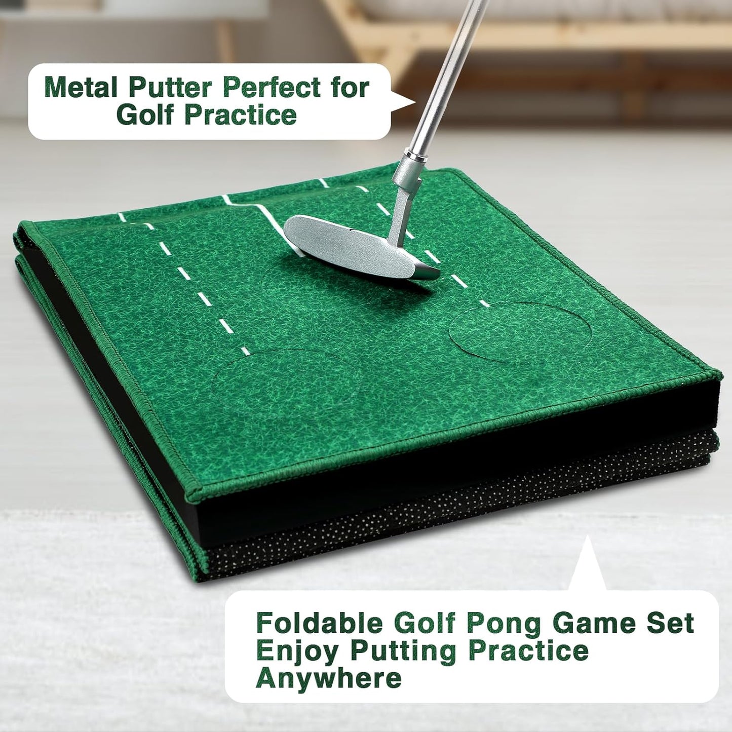 Wekin Indoor Putting Green Game Set, Golf Putting Game with Metal Putter & Golf Balls, Golf Putting Mat Training Aid for Backyard,Party,Office
