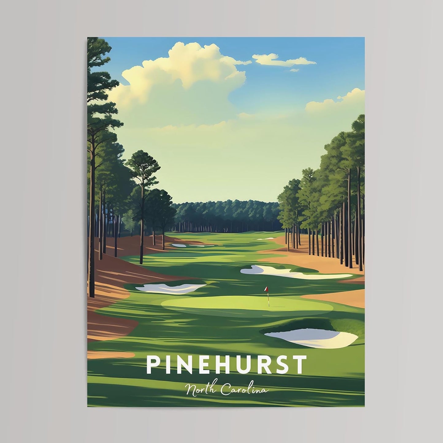 Golf Course Premium Giclee Fine Art Prints - Augusta, Pebble Beach, Pinehurst, Golf Course Posters, Golf Wall Art, Aesthetic Poster for Home Office Decor, Ready to Frame