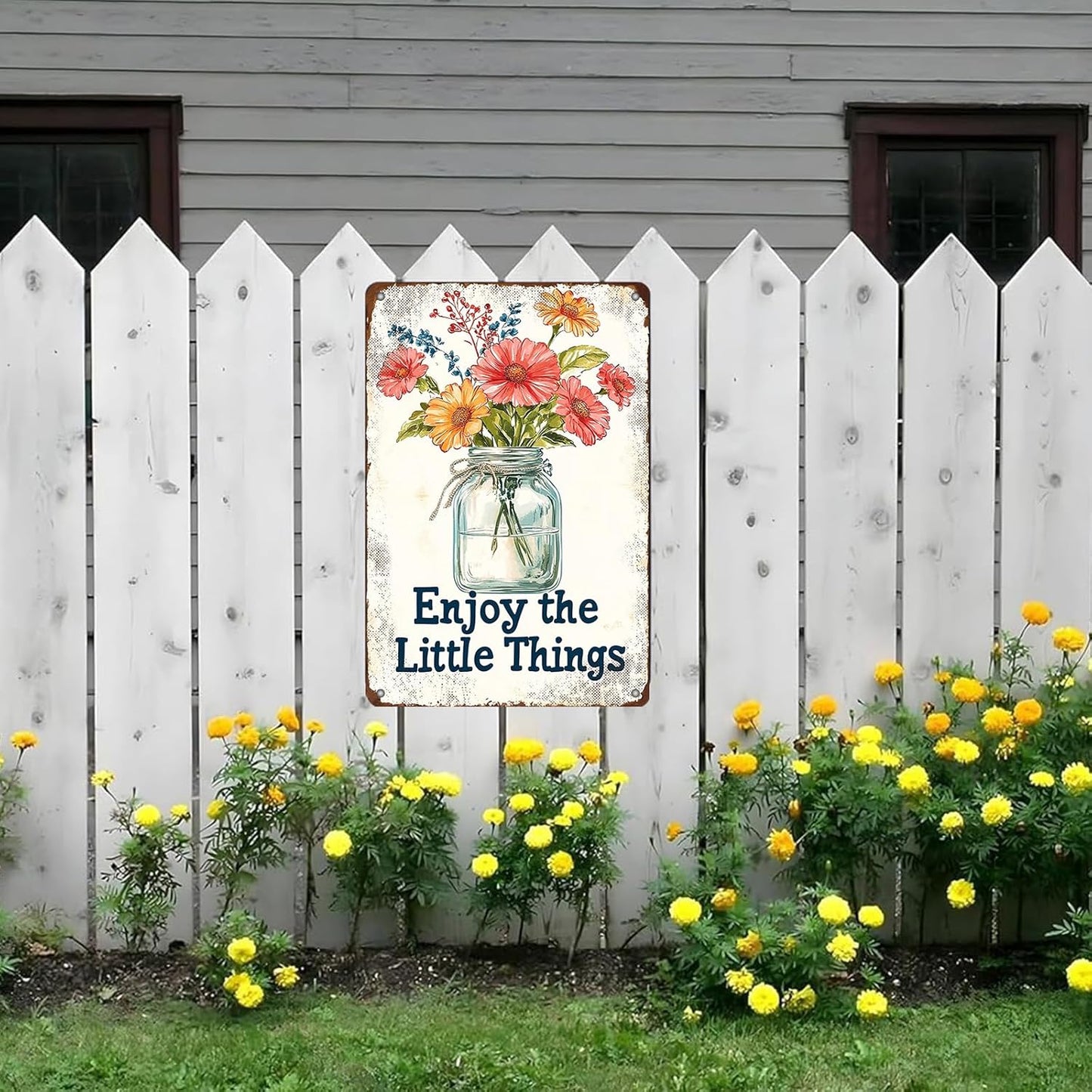 Metal Tin Sign Garden Signs Vintage Flower Signs Funny Fresh Flowers Sign Decorative Signs And Plaques For Kitchen Enjoy The Little Things Sign Farmhouse 8x12 Inch