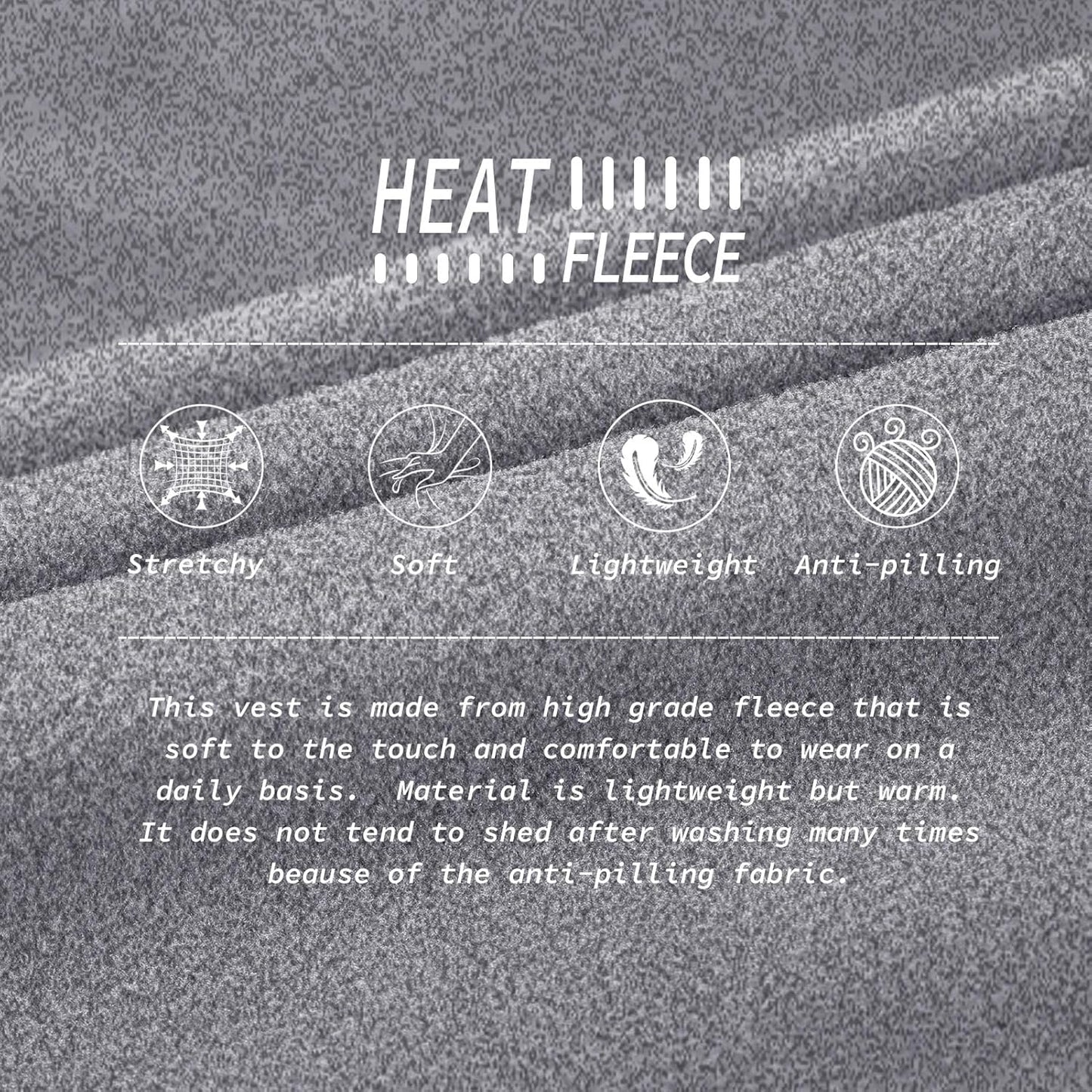 33,000ft Men's Fleece Vest, Lightweight Warm Zip Up Polar Vests Outerwear with Zipper Pockets, Sleeveless Jacket for Winter