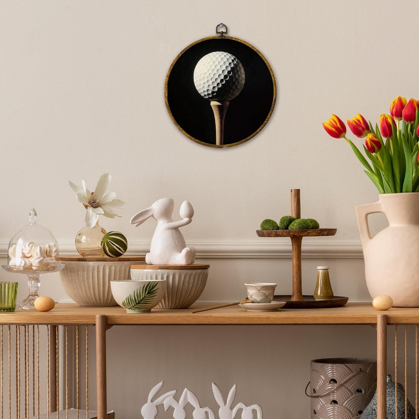 Vintage Golf Wall Art Decor, Golfing Gifts Framed Canvas Prints 10x10, Rustic Retro Classic Golf Ball Round Wall Hanging Artwork Decorations for Home Bedroom Gym Man Cave Sport Room