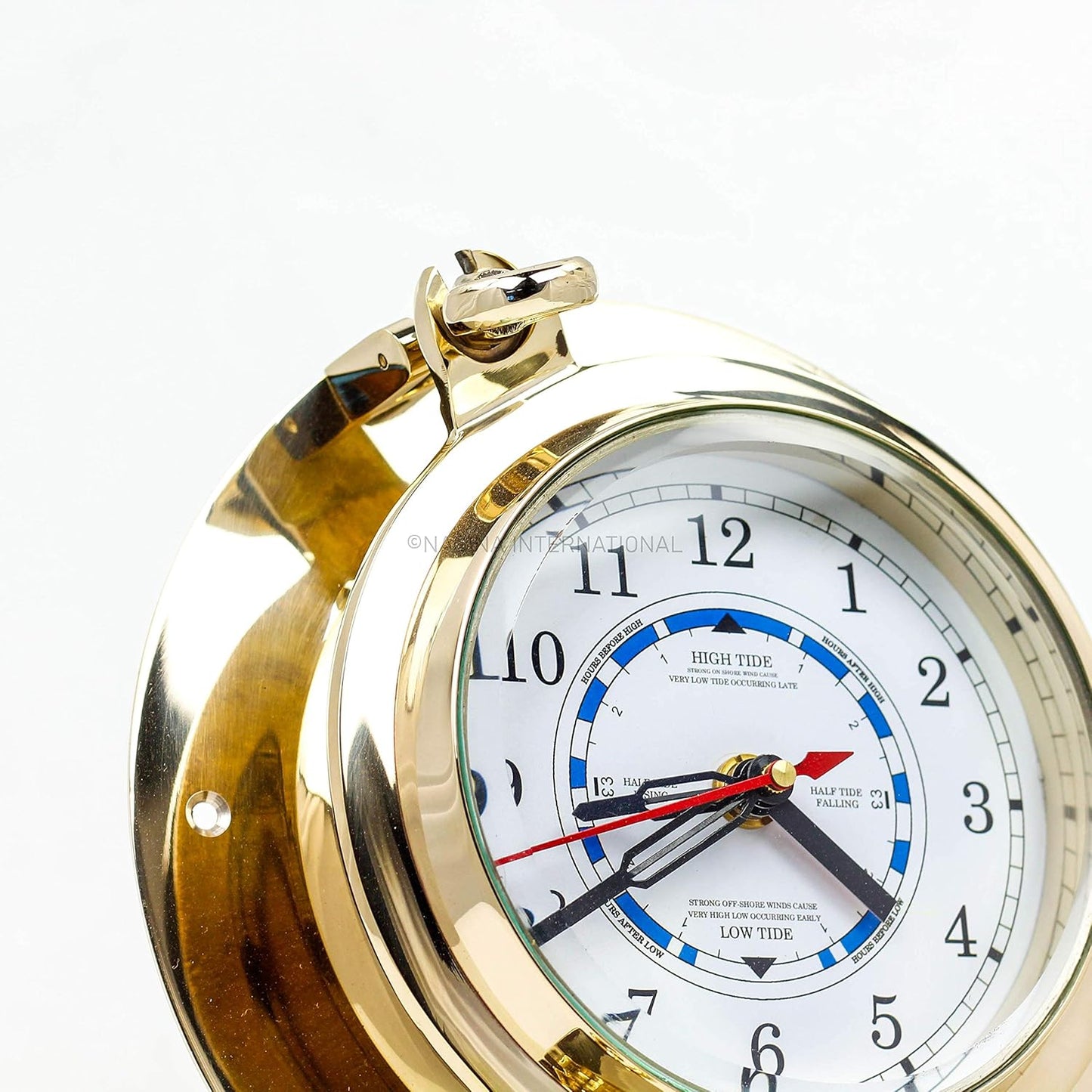 Nagina International 9" Solid Brass Porthole Time and Tide Clock