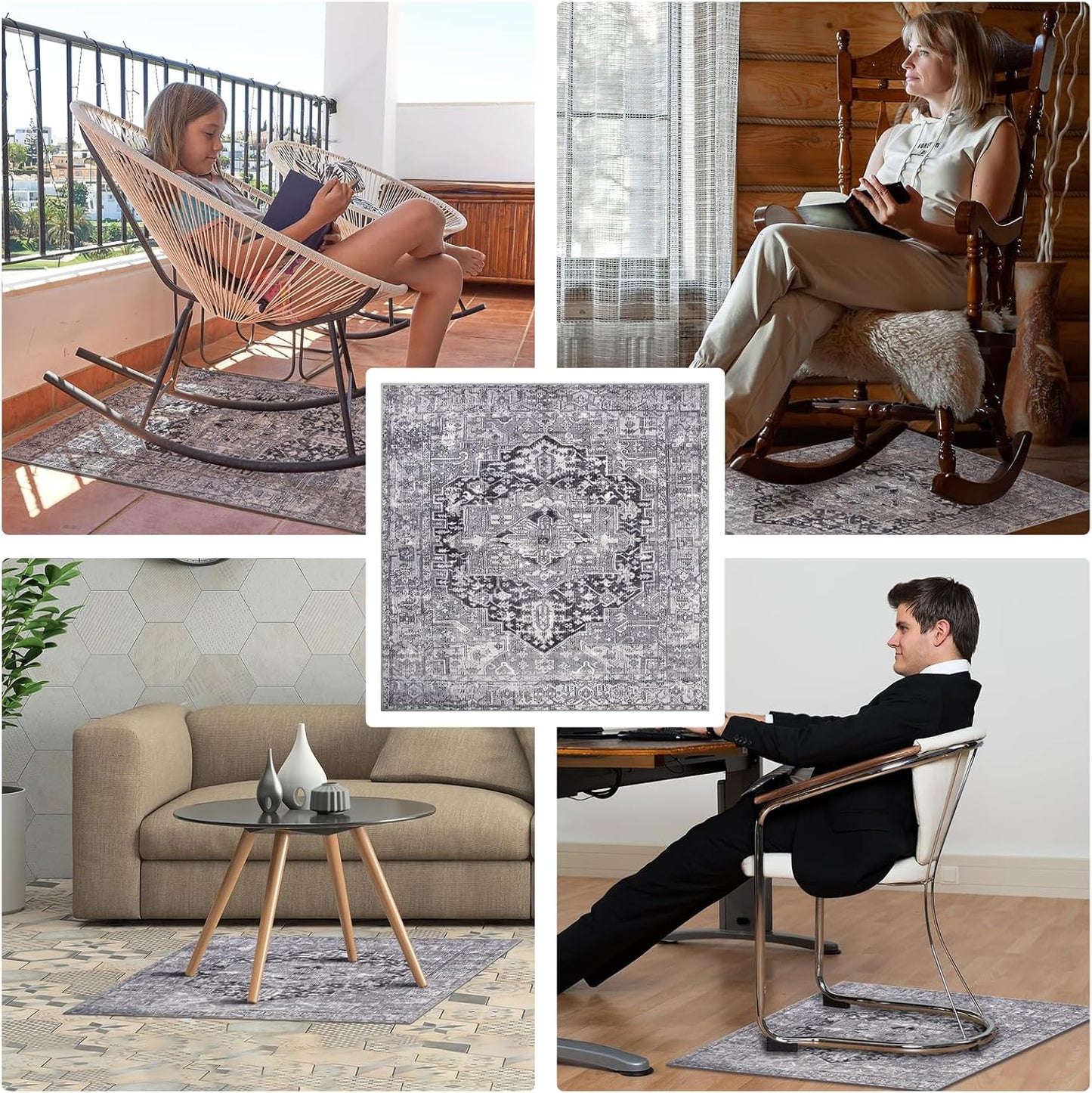 Recliner Chair Mat, Recliner Pads for Hardwood Floors, Non Skid Rubber Furniture Gripper Pads for Recliners, 31.5inch Diameter Low Pile Heavy Duty Non Slip Multi-Purpose Desk Chair Mat Rug