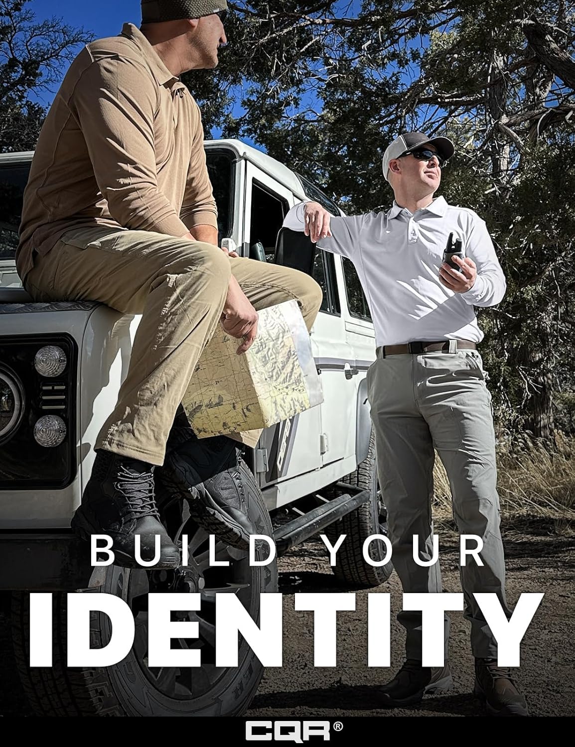 CQR Men's Polo Shirt, Long Sleeve Tactical Shirts, Outdoor UPF 50+ Pique Shirt, Dry Fit Lightweight Golf Shirts