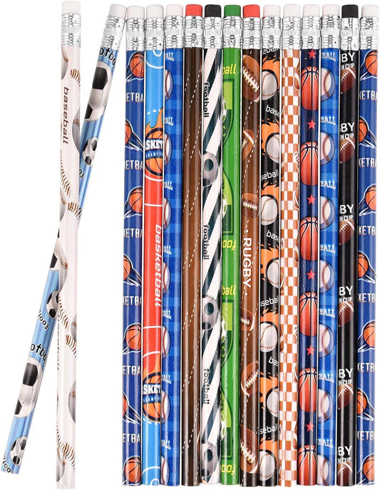 72PCS Corlorful Wooden Football Pattern Cased Pencils for Kids Bulk with Erasers, Fun Cute for School,Drawing,Gift (pattern, 72)