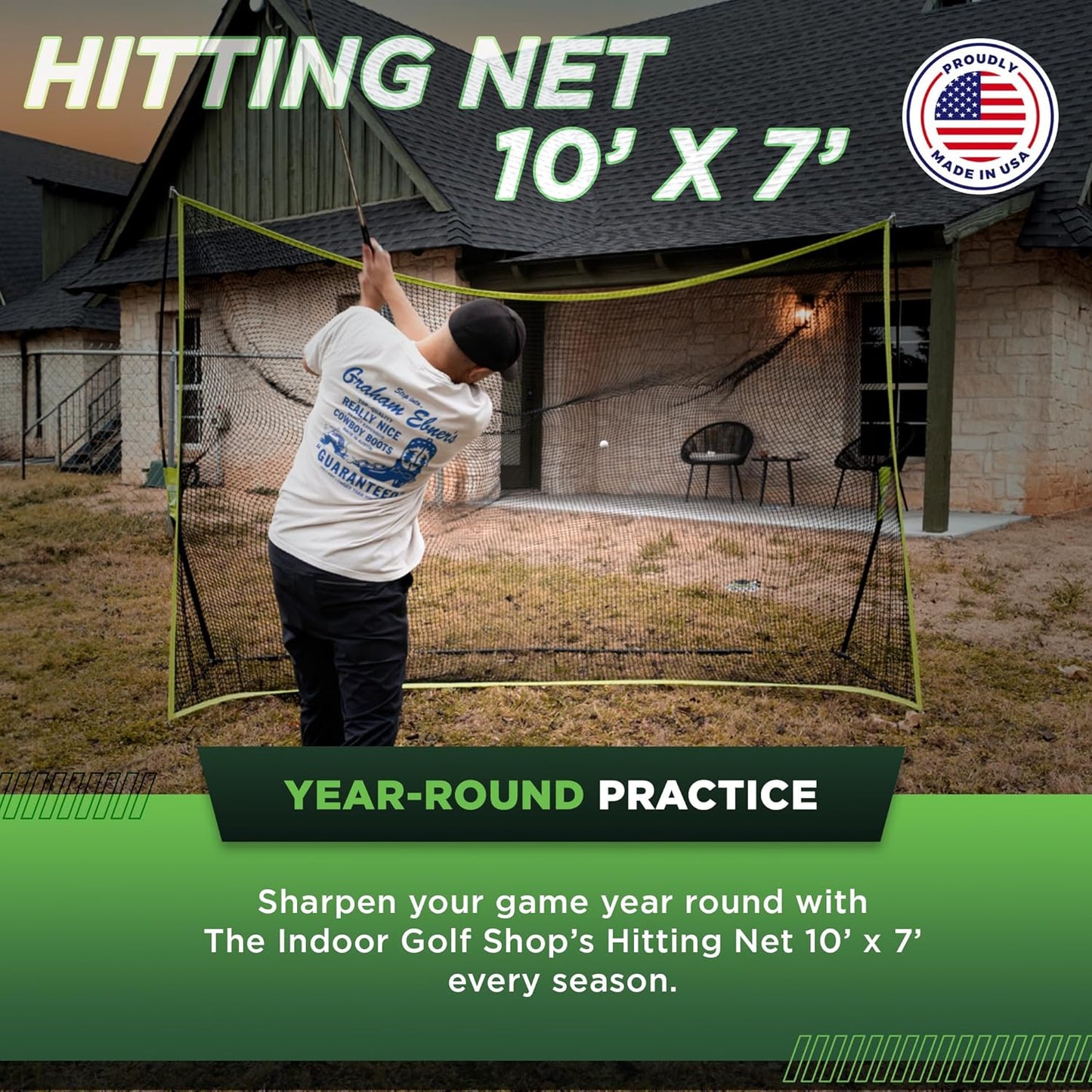 Hitting Net with Target Knotless Golf Net for Indoor and Outdoor Practice - Arrives Ready to Assemble and Use
