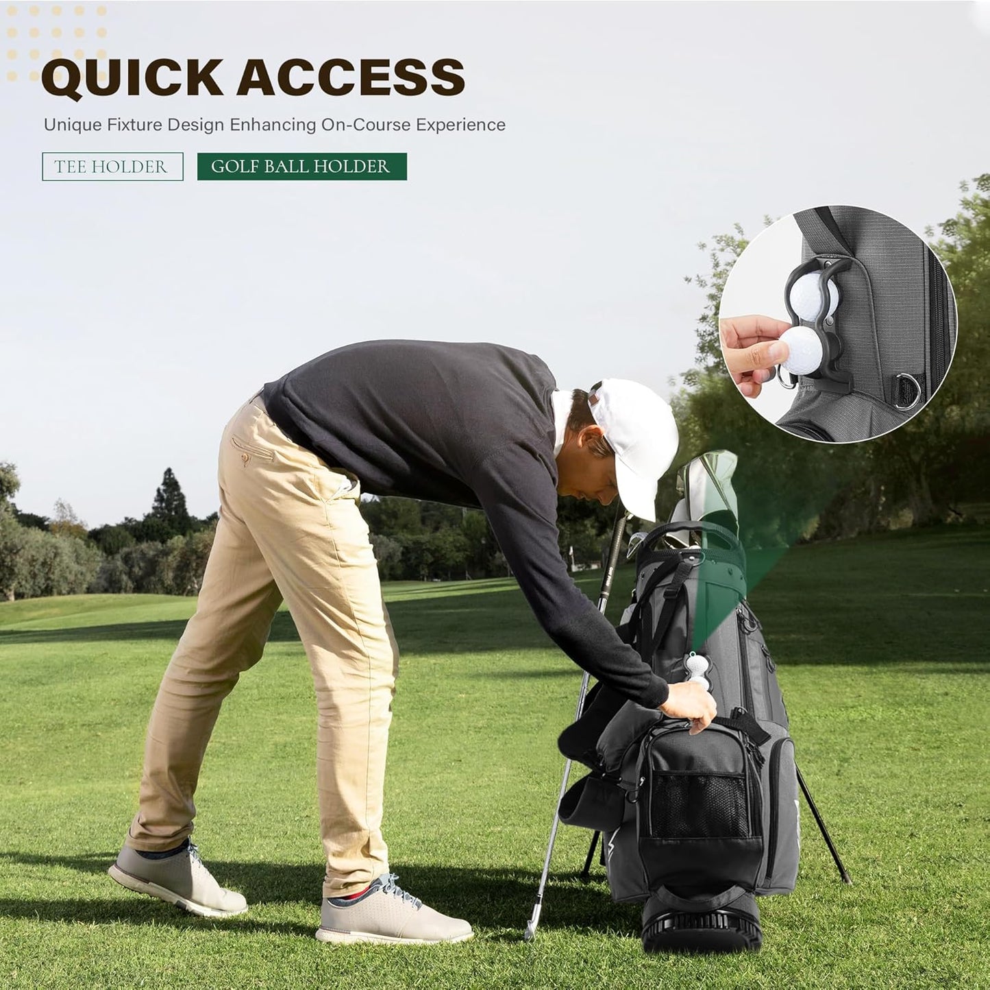 Golf Stand Bag with 7 Way Top Dividers, Lightweight Golf Bags for Men Women with Multiple Pockets, Dual Straps