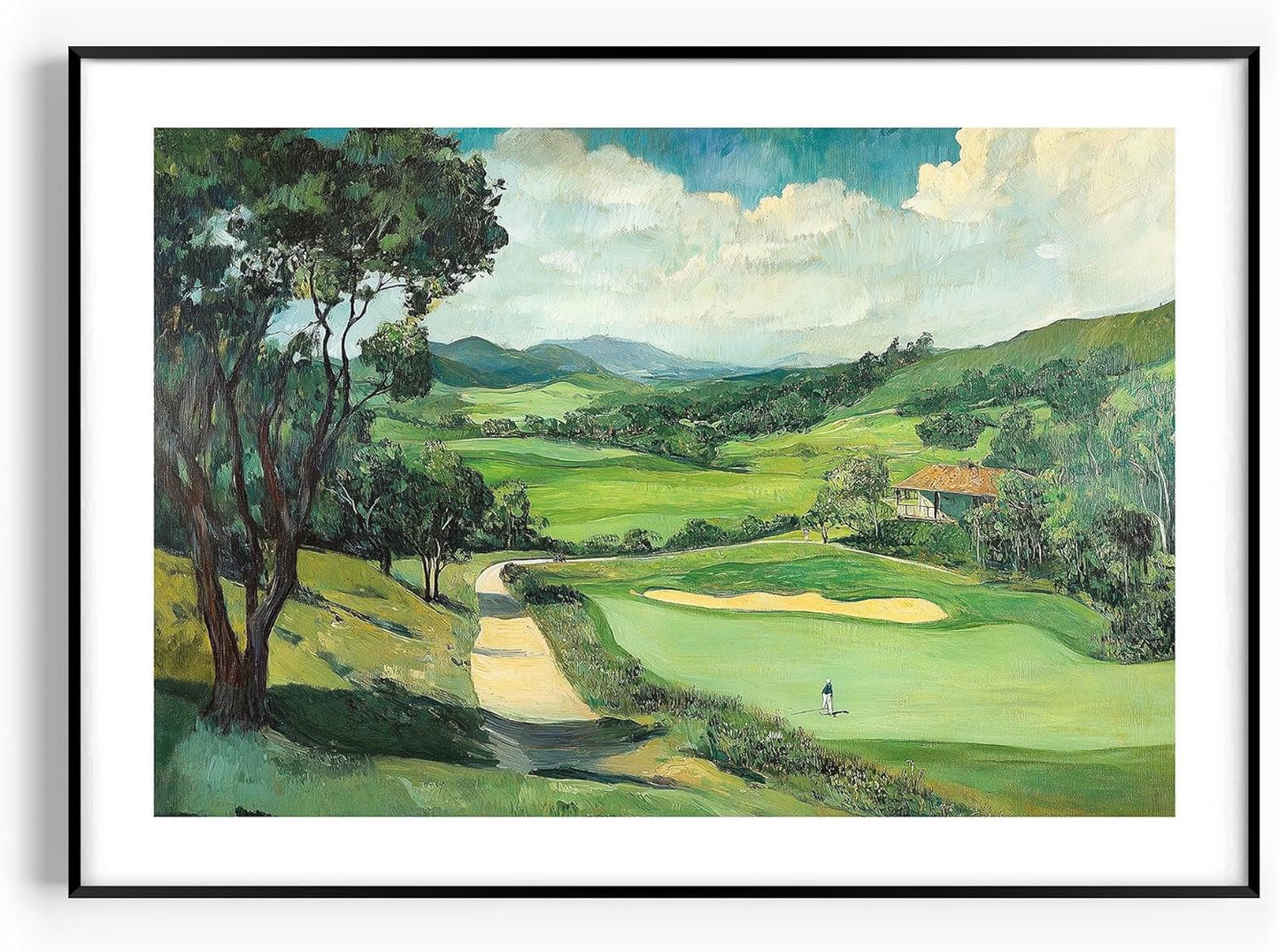 Vintage Golf Course Premium Giclee Fine Art Prints - Antique Style Golf Course Painting Posters, Golf Wall Art, Aesthetic Golfing Poster for Home Office Decor, Ready to Frame