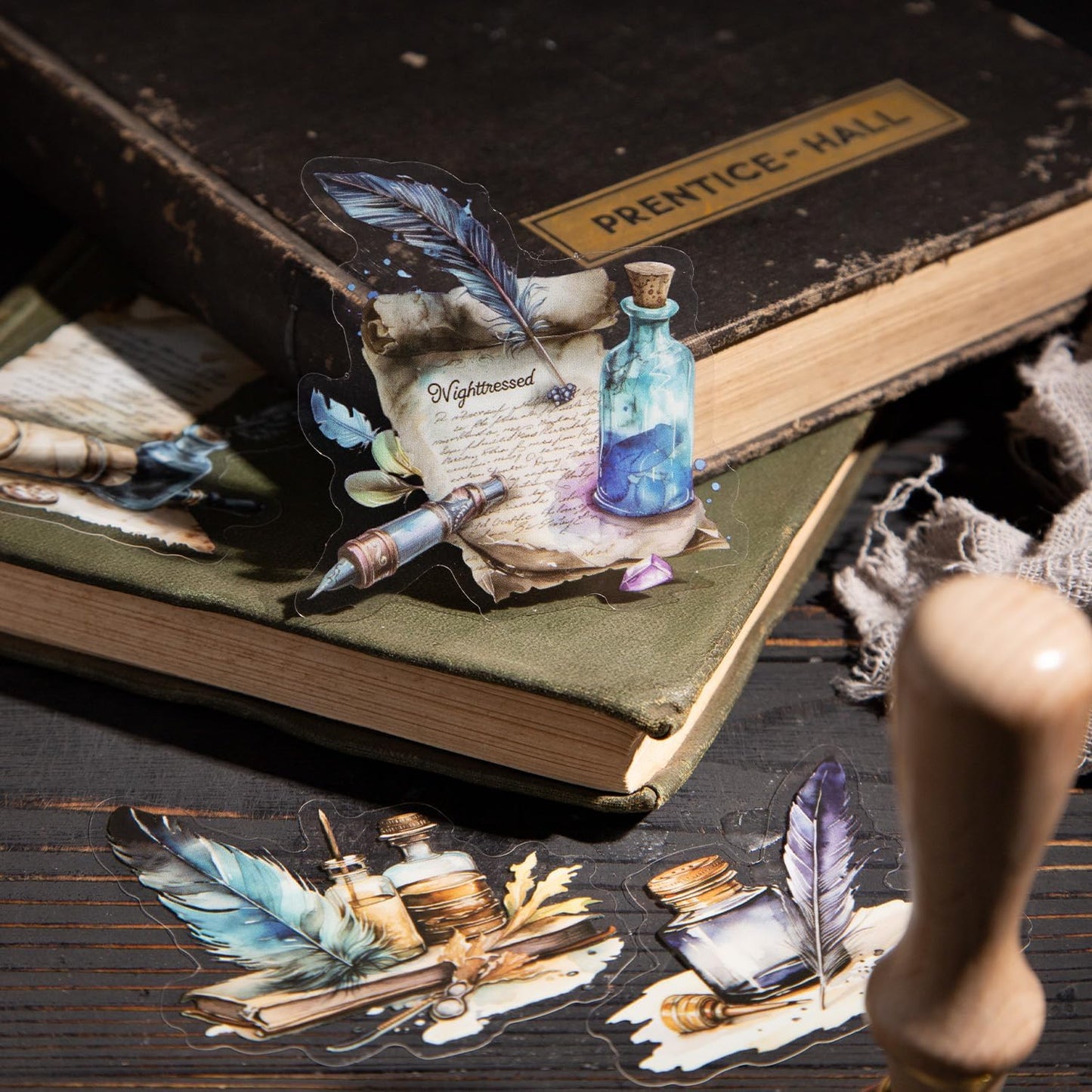 Vintage Book PET Sticker Set, 120PCS Retro Ephemera for Scrapbooking, Journaling, Crafting, DIY Projects, and Art Supplies