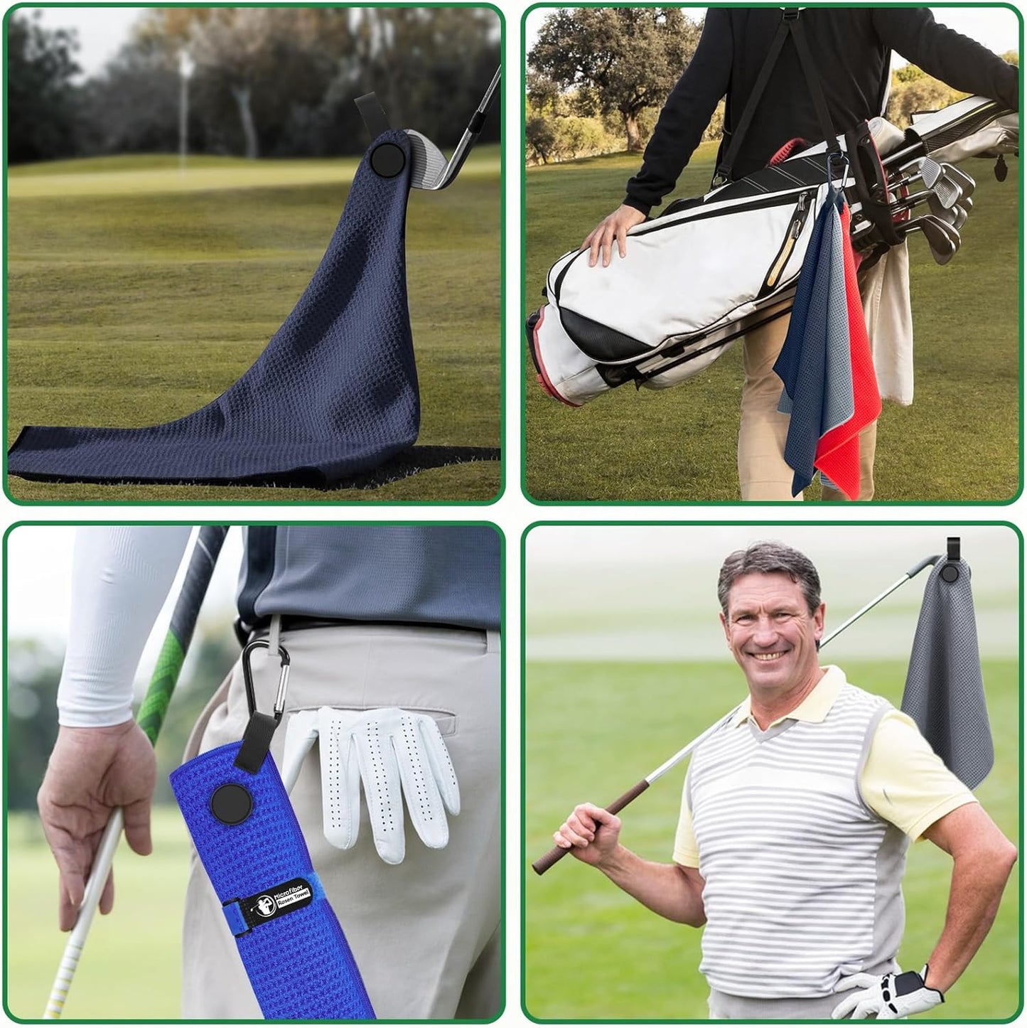 Magnetic Golf Towel with Brush and Divot Tool, Microfiber Golf Towel with Wire Cleaning Cloth for Men, Industrial Strength Magnet for Strong Hold to Golf Bags, Carts or Clubs (Red)