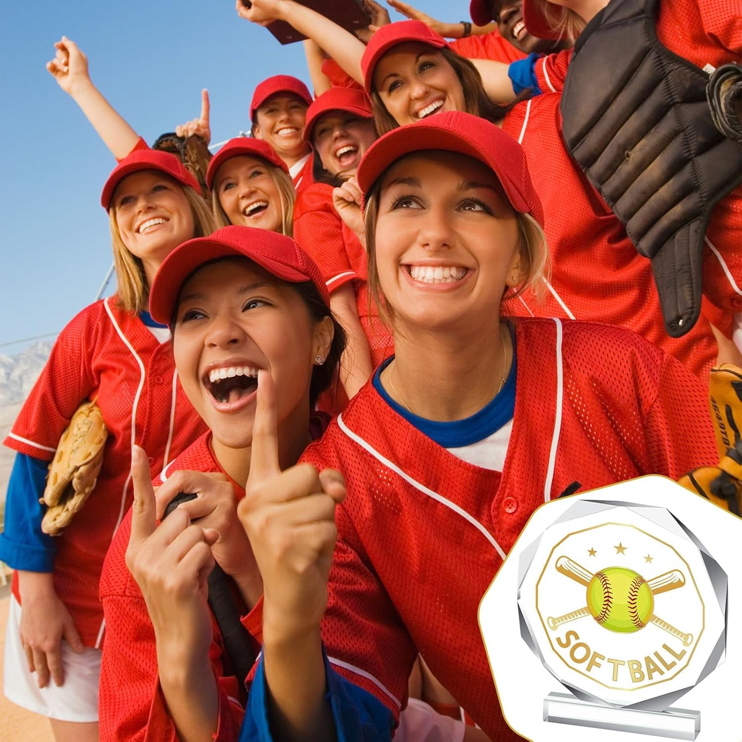 6 Pack Sports Trophy Acrylic Award Medals 4.72 x 4.72 Inch Sports Contest Trophies Bulk Plaques Team Prize Gift Trophies for Competition