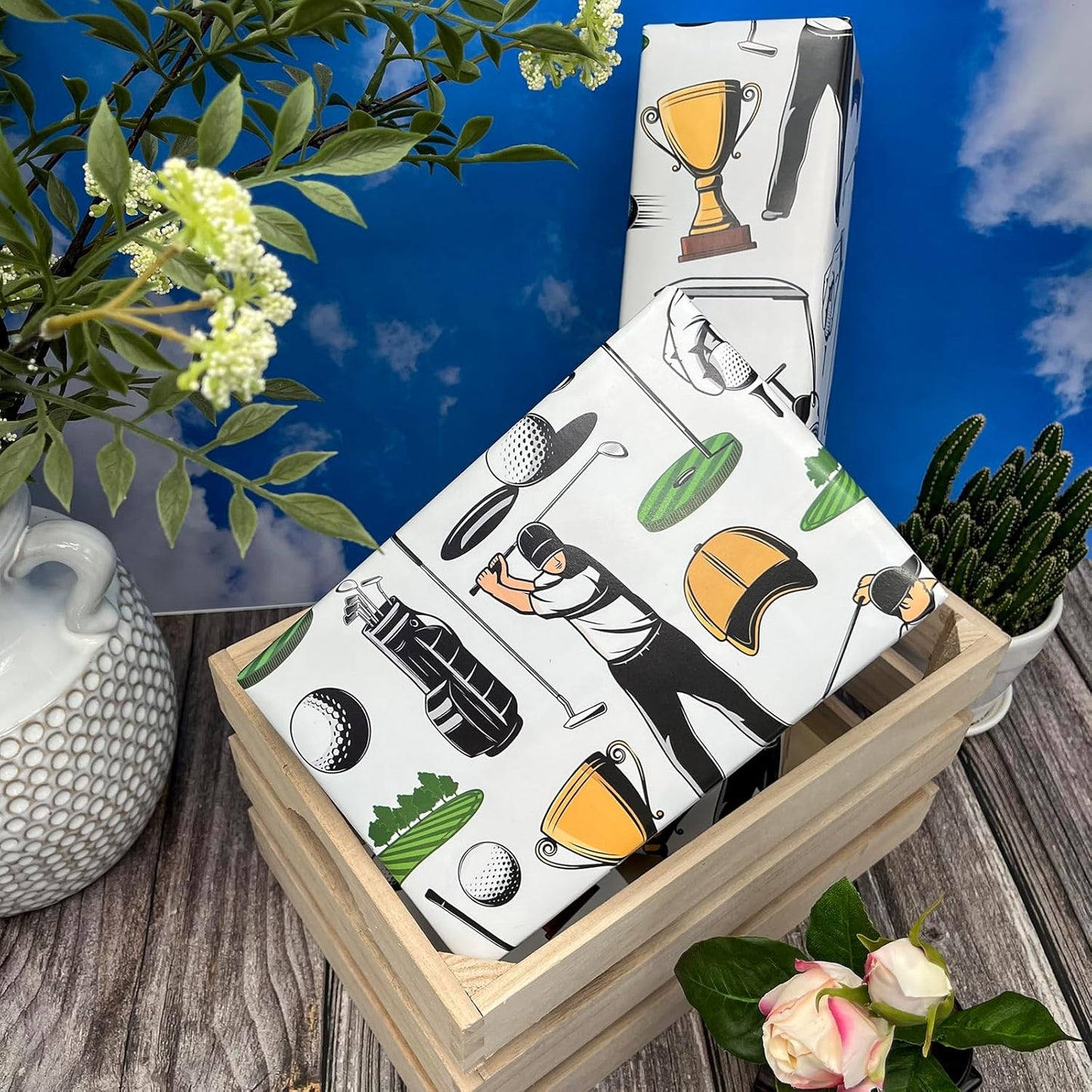 Dtiafu Golf Wrapping Paper - Birthday Wrapping Paper For Men Boys - Gift Wrap For Birthday Baby Shower Holiday - 20 X 28Inch Per Sheets (6 Sheet)