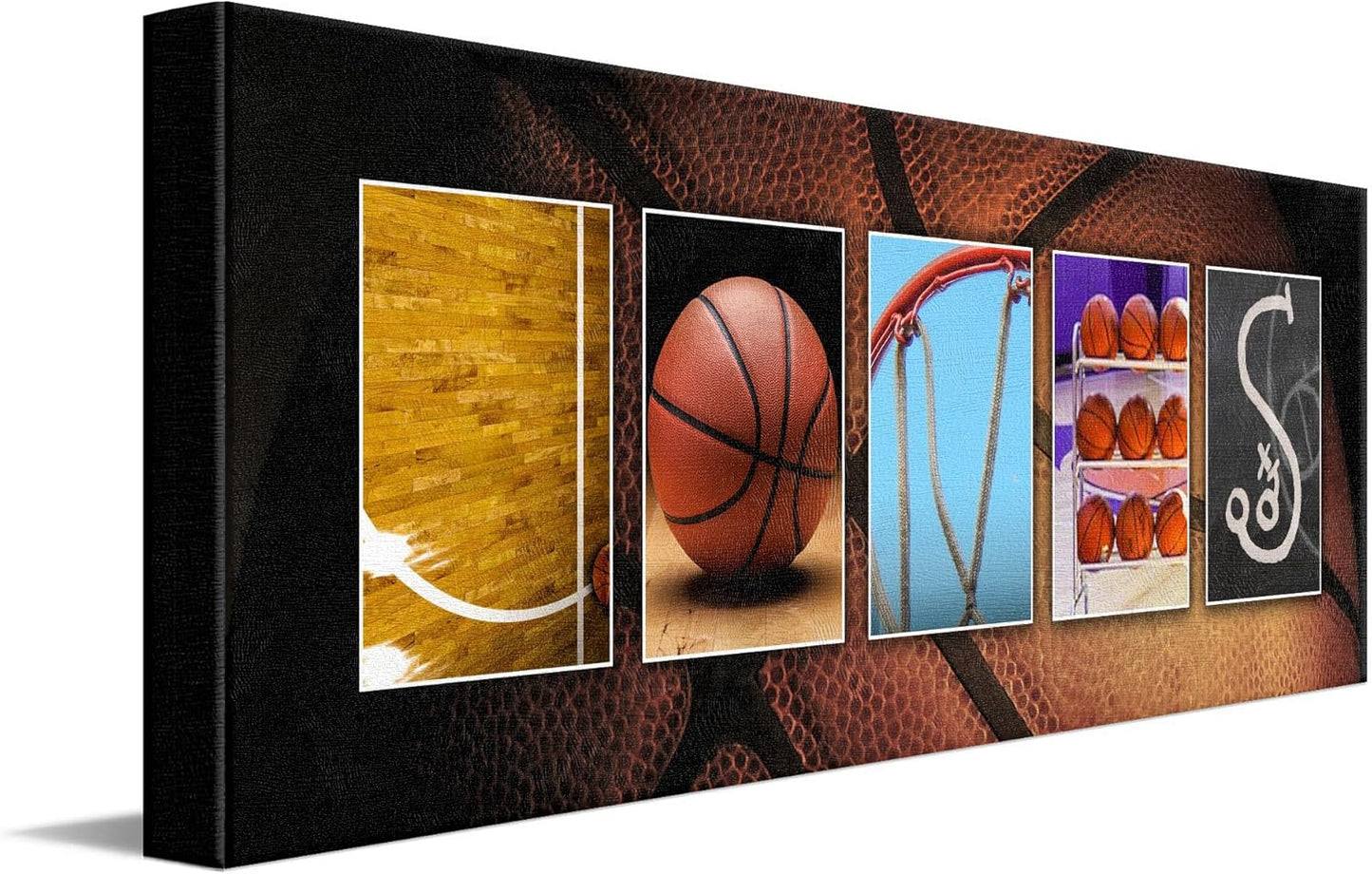 Personal-Prints BASKETBALL Personalized Décor or Gift for the Basketball Player, Coach, or League | Customized Basketball Name Wall Art Gift (10"x30" Stretched Canvas)