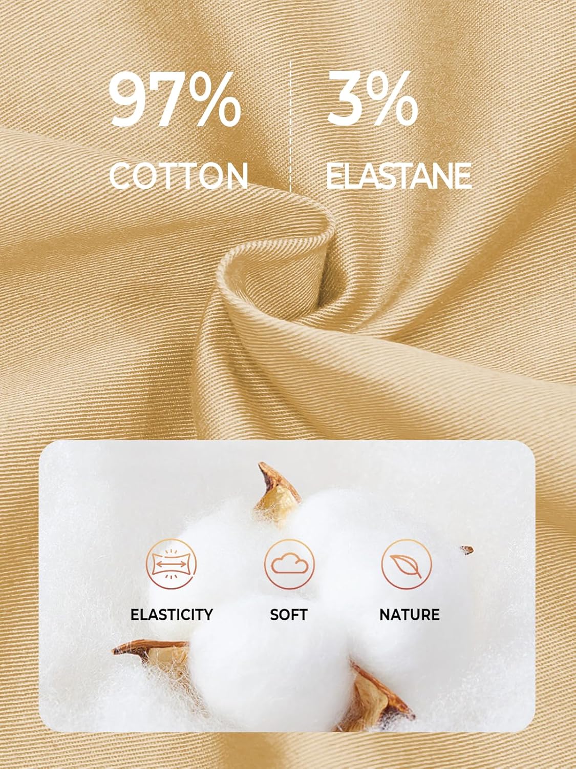 NORTHYARD Mens Casual Shorts-Cotton 9" Golf Hiking Drawstring Elastic Waist Work Shorts with Zipper Pockets