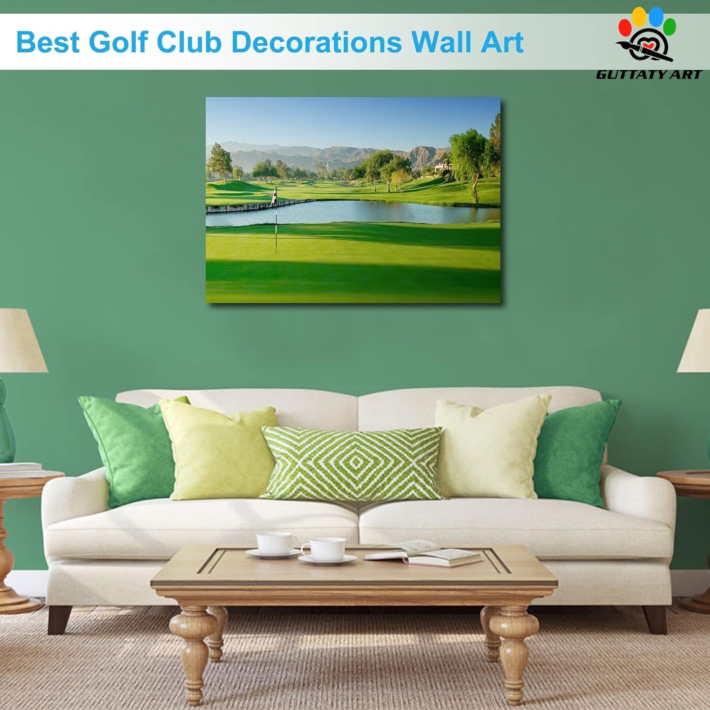 Golf Wall Art, Palm Springs Golf Course Canvas Picture for Living Room Wall Decor, Golf Sports Poster Prints for Gym Home Decoration, Framed Artwork for Office Bathroom Ready to Hang 28x40 Inches