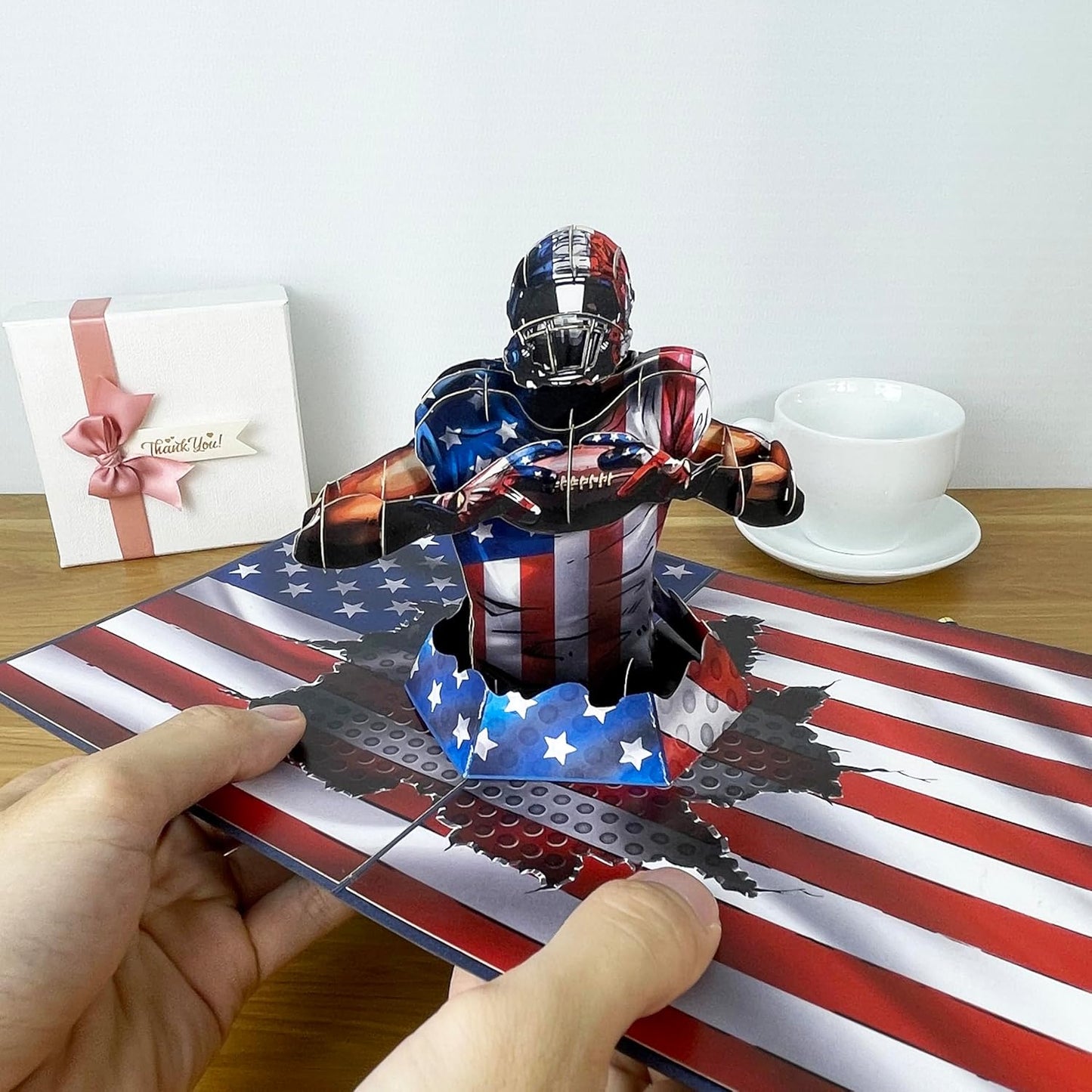 3D Popup Card of American Football Player, Paper Art & Handicraft, Greeting Card, Birthday, Anniversary, Christmas, Fathers Day Card, Handmade Gift For Him, Men, Dad, Son, Boyfriend, Husband
